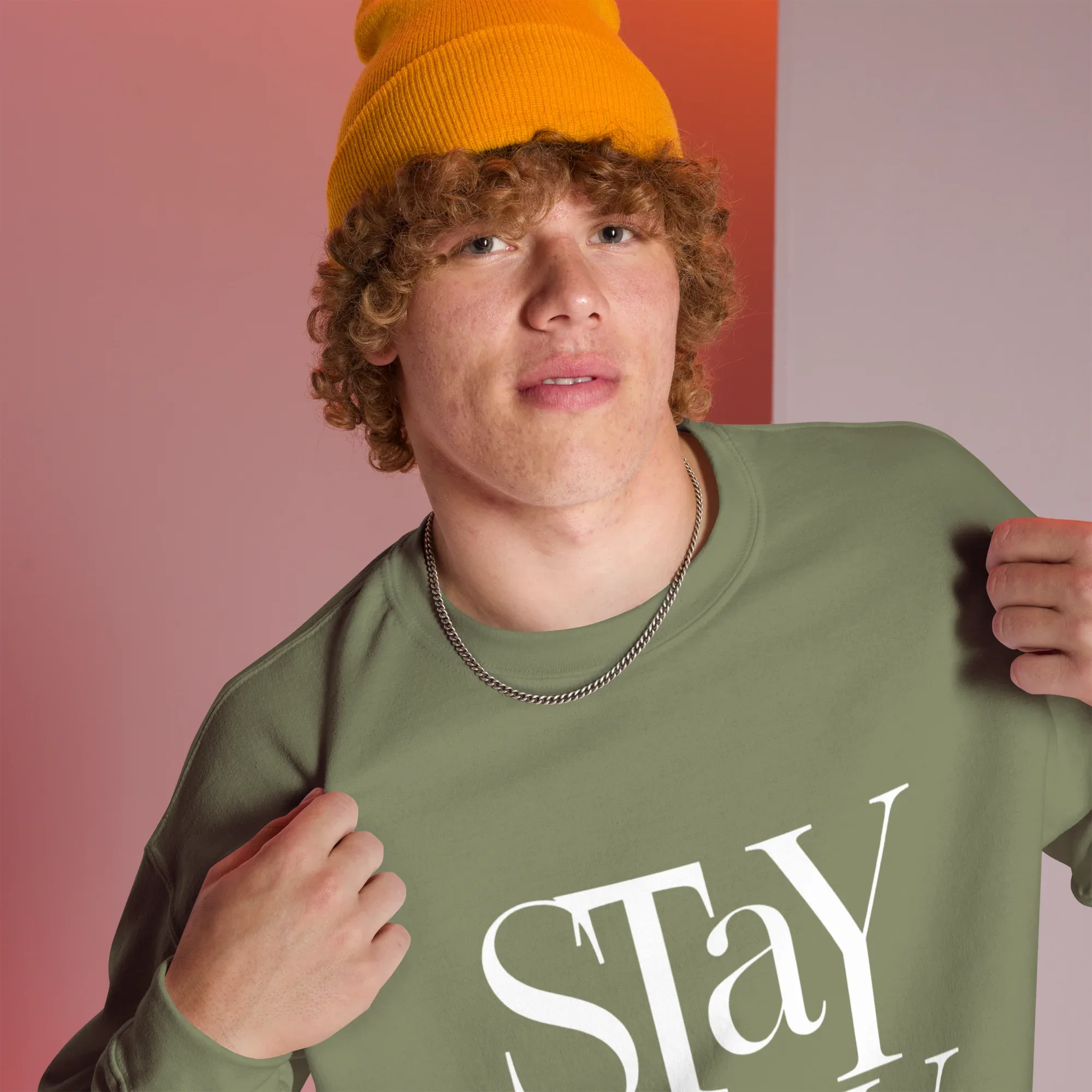 Unisex | Stay Cozy - Sweatshirt Sweatshirt AwRans Clothing unisex-crew-neck-sweatshirt-military-green-right-front-67519331c8111