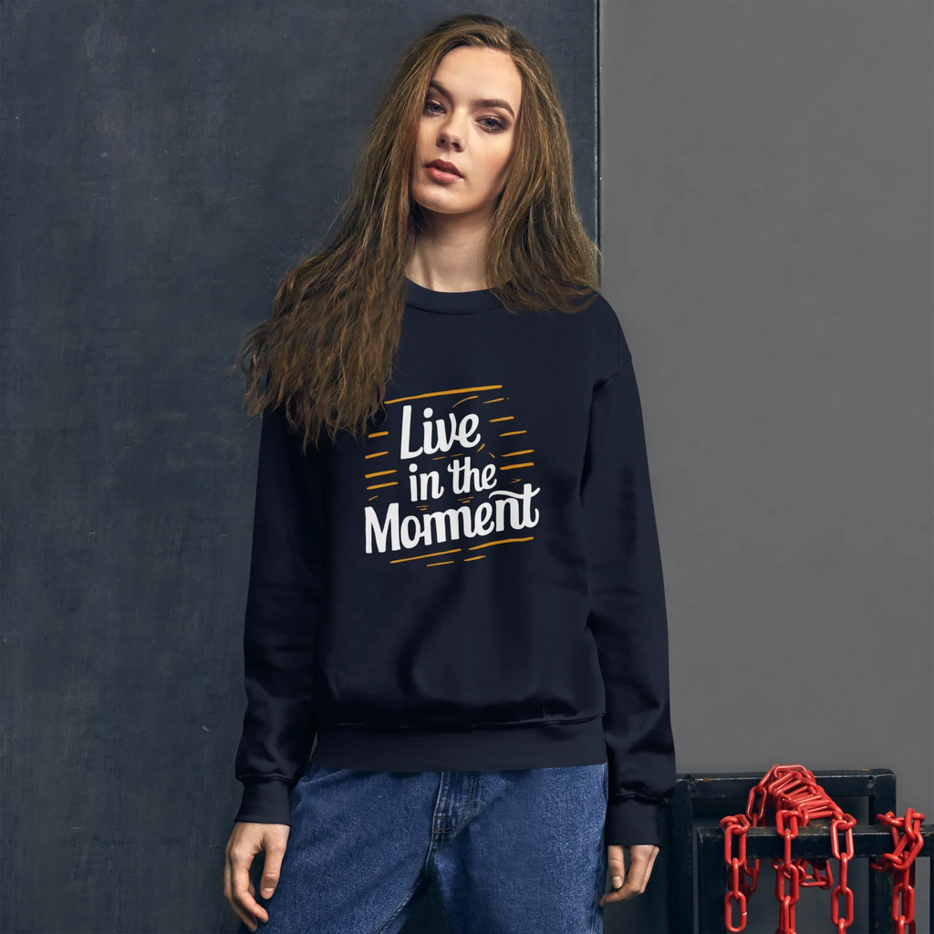 Unisex | Live In The Moment Sweatshirt Sweatshirt AwRans Clothing unisex-crew-neck-sweatshirt-navy-front-67518c56f025b_dd7e4f1c-4354-4bda-85f5-e36ca46a675f