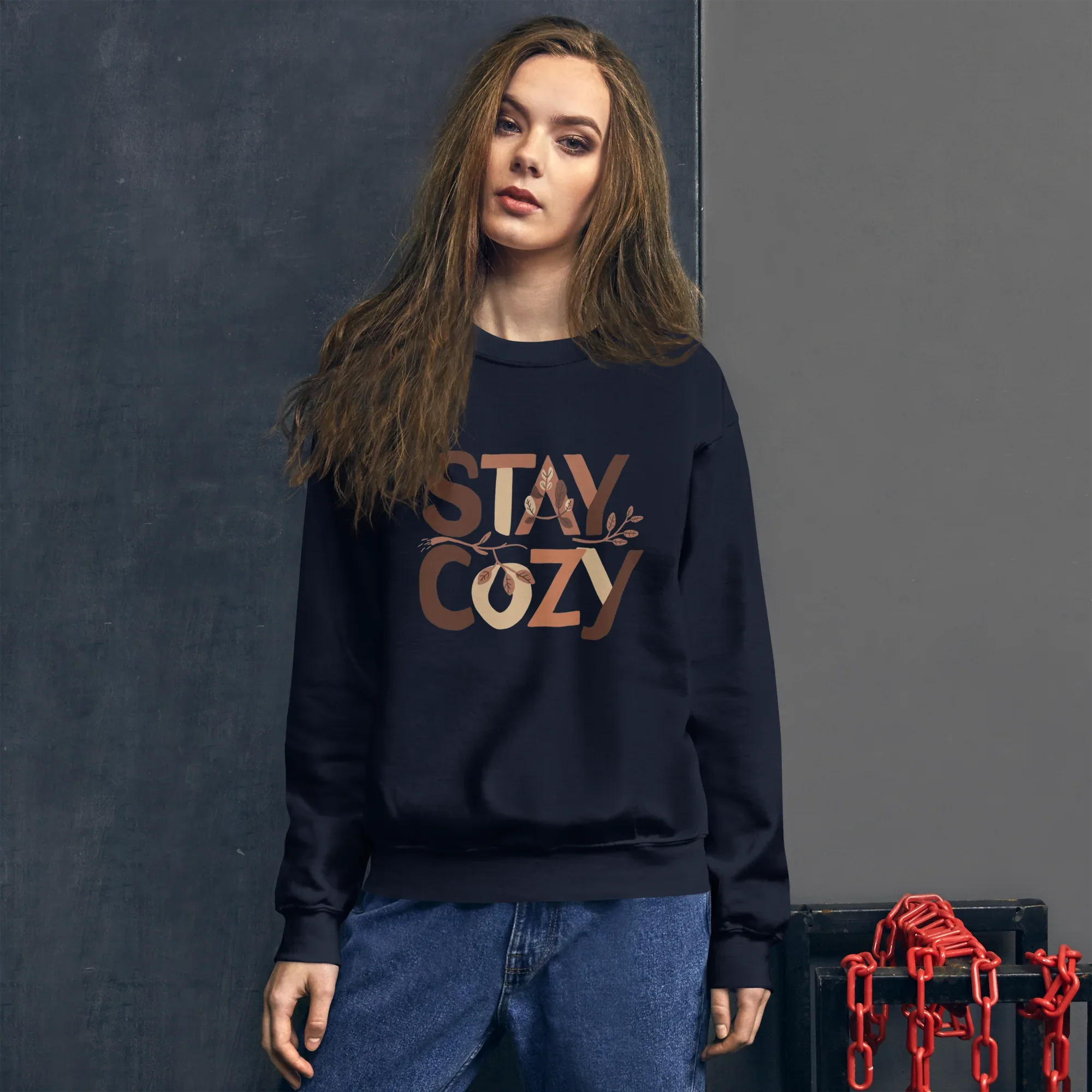 Unisex | Stay Cozy - Sweatshirt Sweatshirt AwRans Clothing unisex-crew-neck-sweatshirt-navy-front-6751941835060
