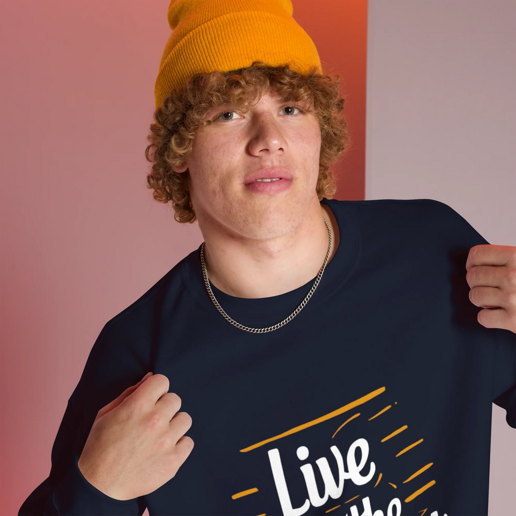 Unisex | Live In The Moment Sweatshirt Sweatshirt AwRans Clothing unisex-crew-neck-sweatshirt-navy-right-front-67518c57007bf_84e31533-74b3-4b40-be70-bc8550703fbc