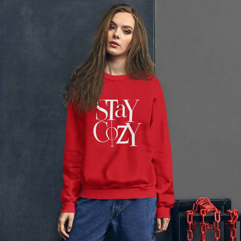 Unisex | Stay Cozy - Sweatshirt Sweatshirt AwRans Clothing unisex-crew-neck-sweatshirt-red-front-67519330f2d55