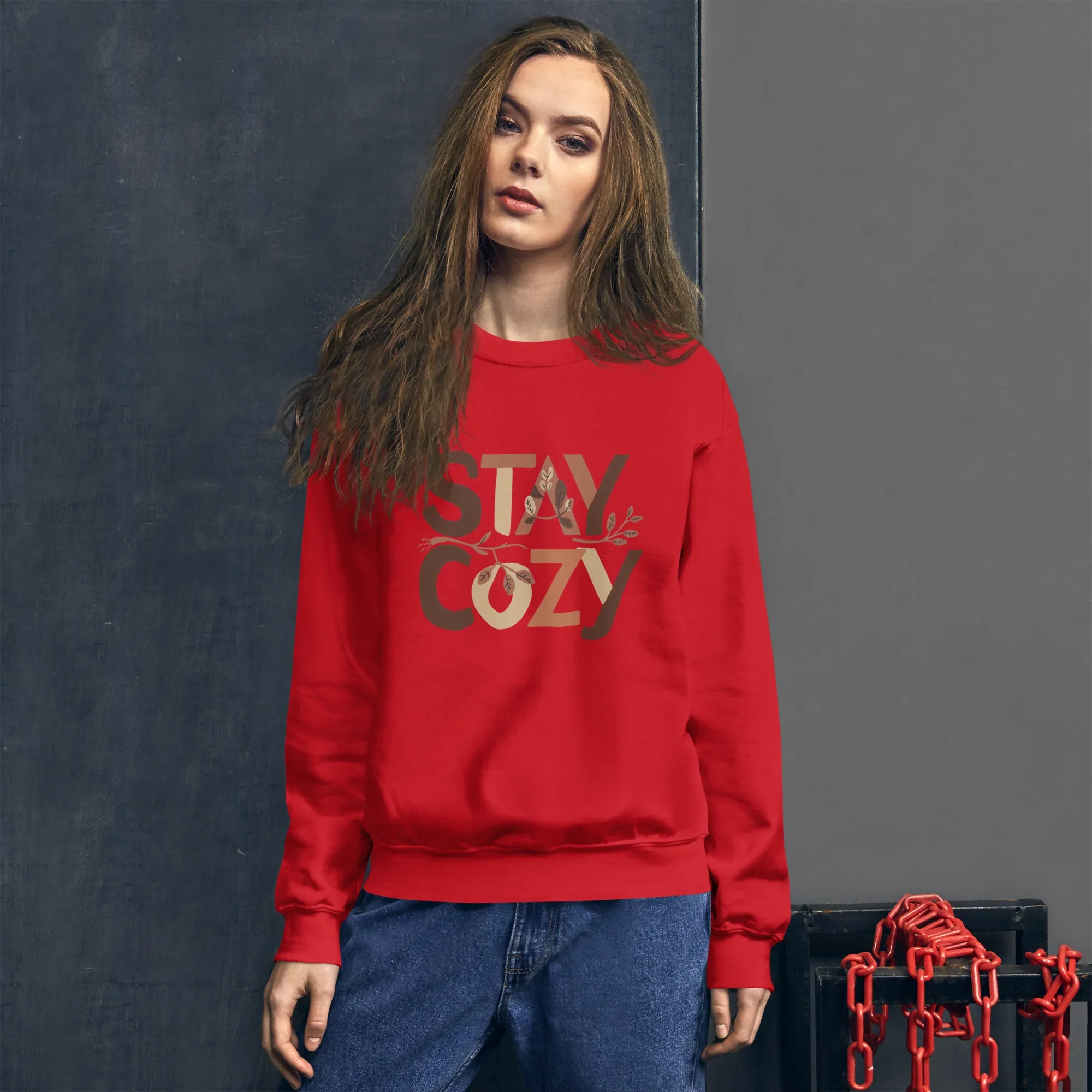 Unisex | Stay Cozy - Sweatshirt Sweatshirt AwRans Clothing unisex-crew-neck-sweatshirt-red-front-6751941869127