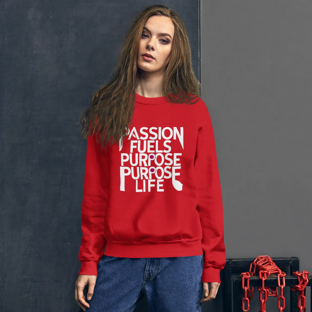 Unisex | Passion Fuels Purpose - Sweatshirt Sweatshirt AwRans Clothing unisex-crew-neck-sweatshirt-red-front-675196d3b69a8