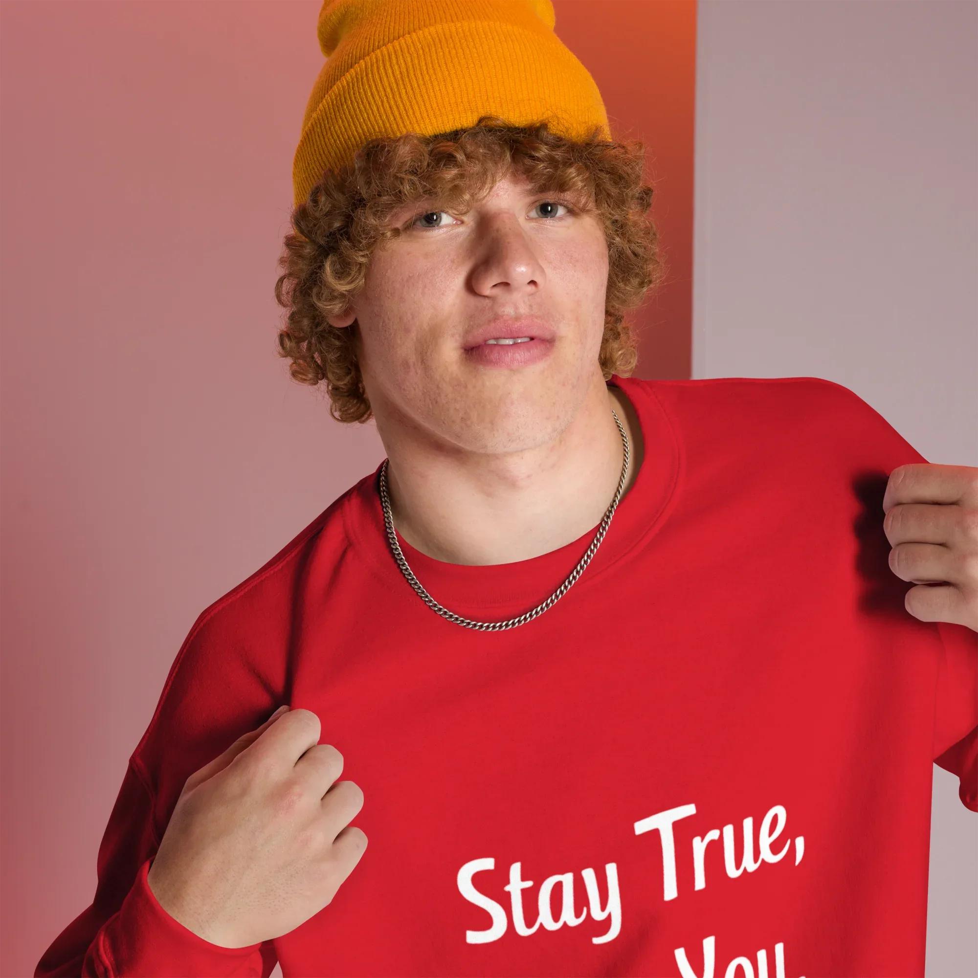 Unisex | Stay True, Stay You, Stay Strong - Sweatshirt Sweatshirt AwRans Clothing unisex-crew-neck-sweatshirt-red-right-front-67518d8442f84