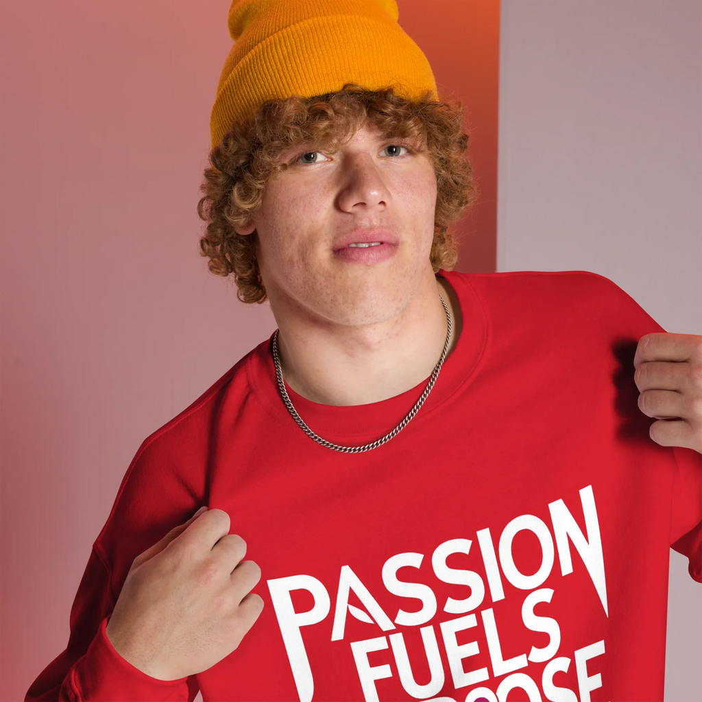 Unisex | Passion Fuels Purpose - Sweatshirt Sweatshirt AwRans Clothing unisex-crew-neck-sweatshirt-red-right-front-675196d3c427b