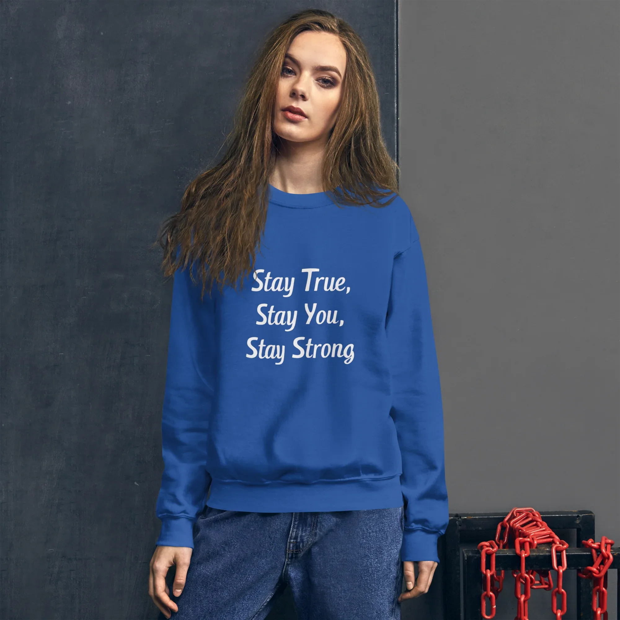 Unisex | Stay True, Stay You, Stay Strong - Sweatshirt Sweatshirt AwRans Clothing unisex-crew-neck-sweatshirt-royal-front-67518d8478a3f_b49149ab-28d8-452e-8290-4dd22052f525