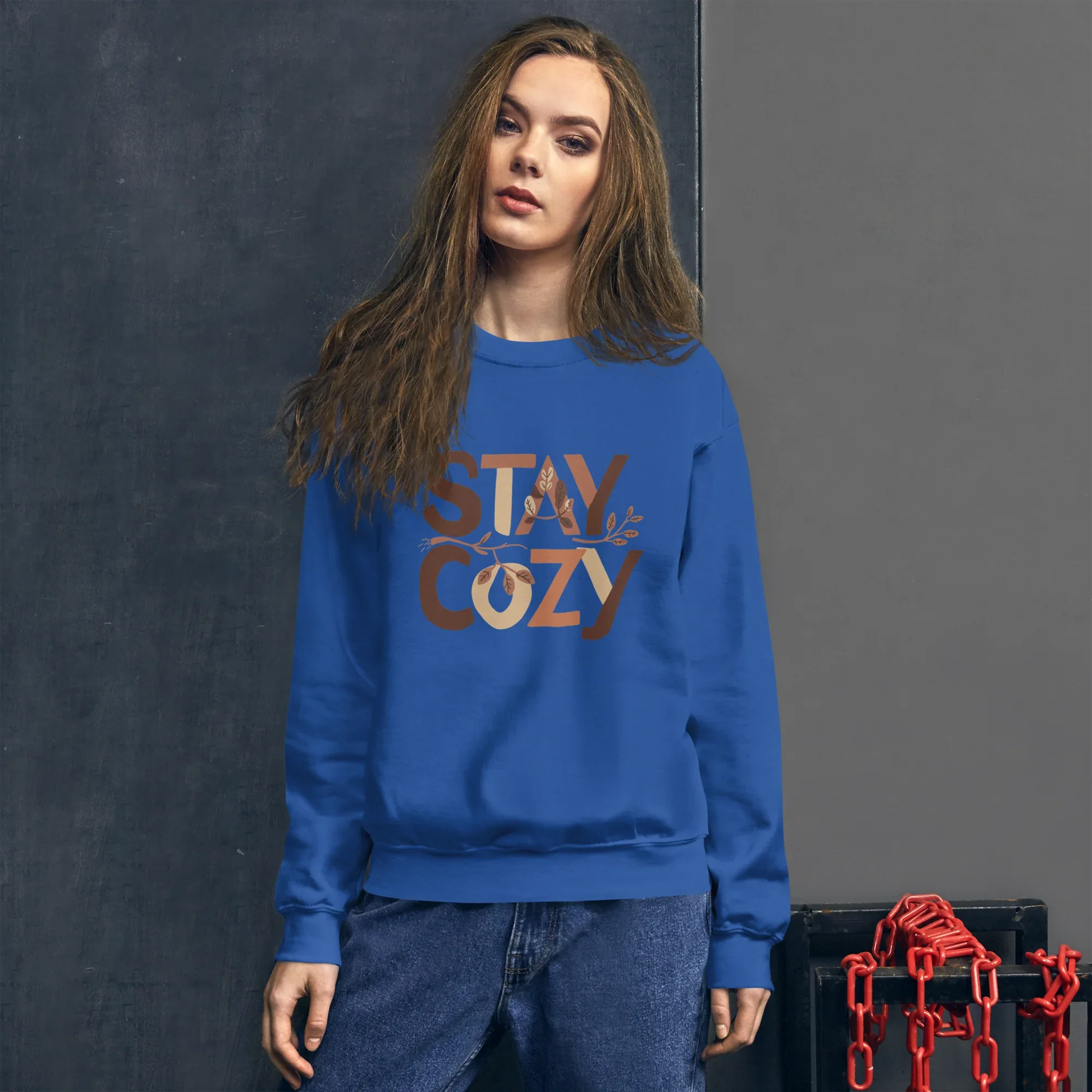 Unisex | Stay Cozy - Sweatshirt Sweatshirt AwRans Clothing unisex-crew-neck-sweatshirt-royal-front-67519418a6cc3