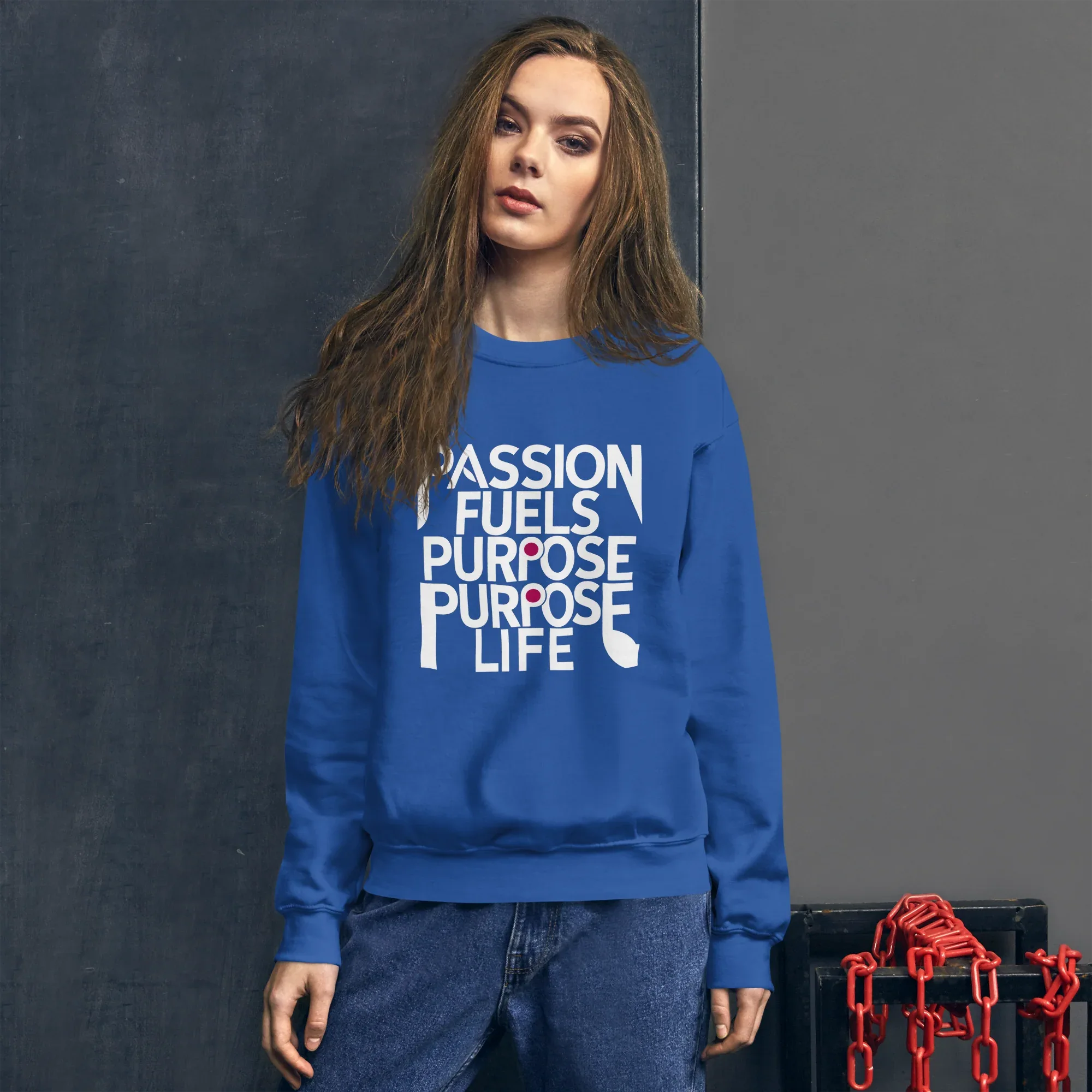 Unisex | Passion Fuels Purpose - Sweatshirt Sweatshirt AwRans Clothing unisex-crew-neck-sweatshirt-royal-front-675196d407579