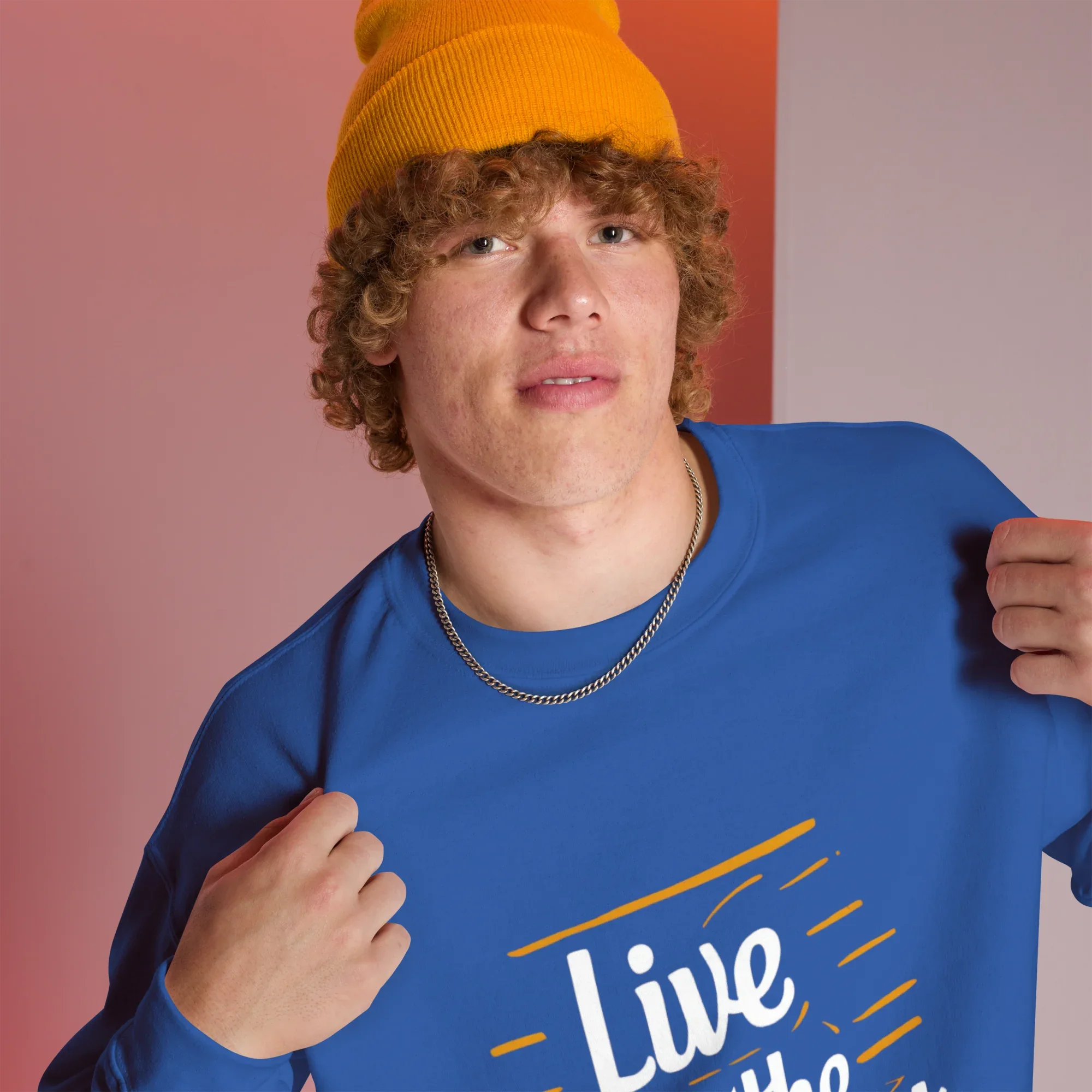 Unisex | Live In The Moment Sweatshirt Sweatshirt AwRans Clothing unisex-crew-neck-sweatshirt-royal-right-front-67518c57714f2