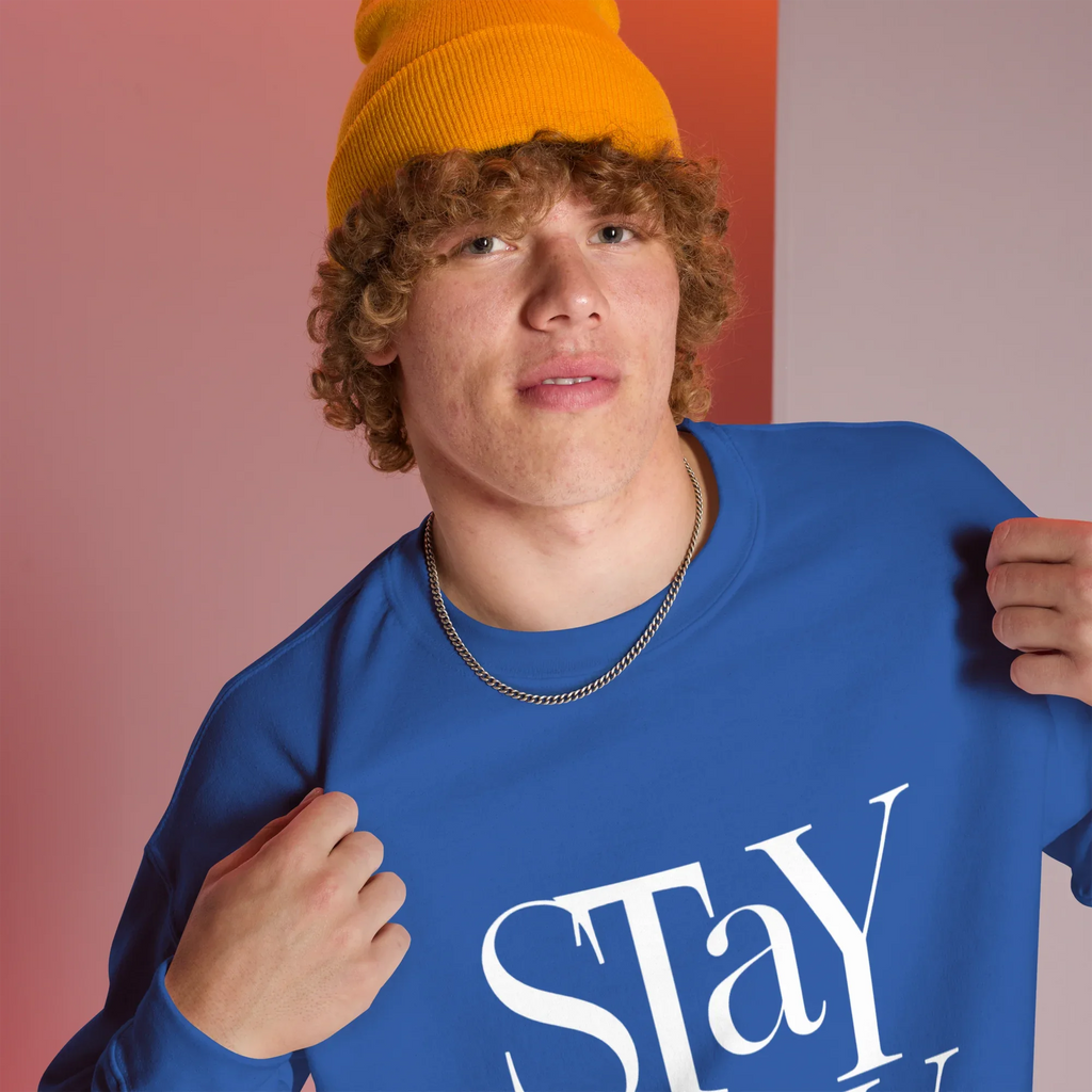Unisex | Stay Cozy - Sweatshirt Sweatshirt AwRans Clothing unisex-crew-neck-sweatshirt-royal-right-front-67519331523f8