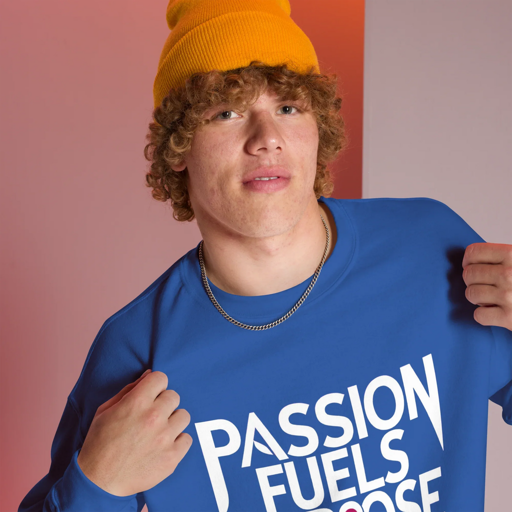 Unisex | Passion Fuels Purpose - Sweatshirt Sweatshirt AwRans Clothing unisex-crew-neck-sweatshirt-royal-right-front-675196d42247f