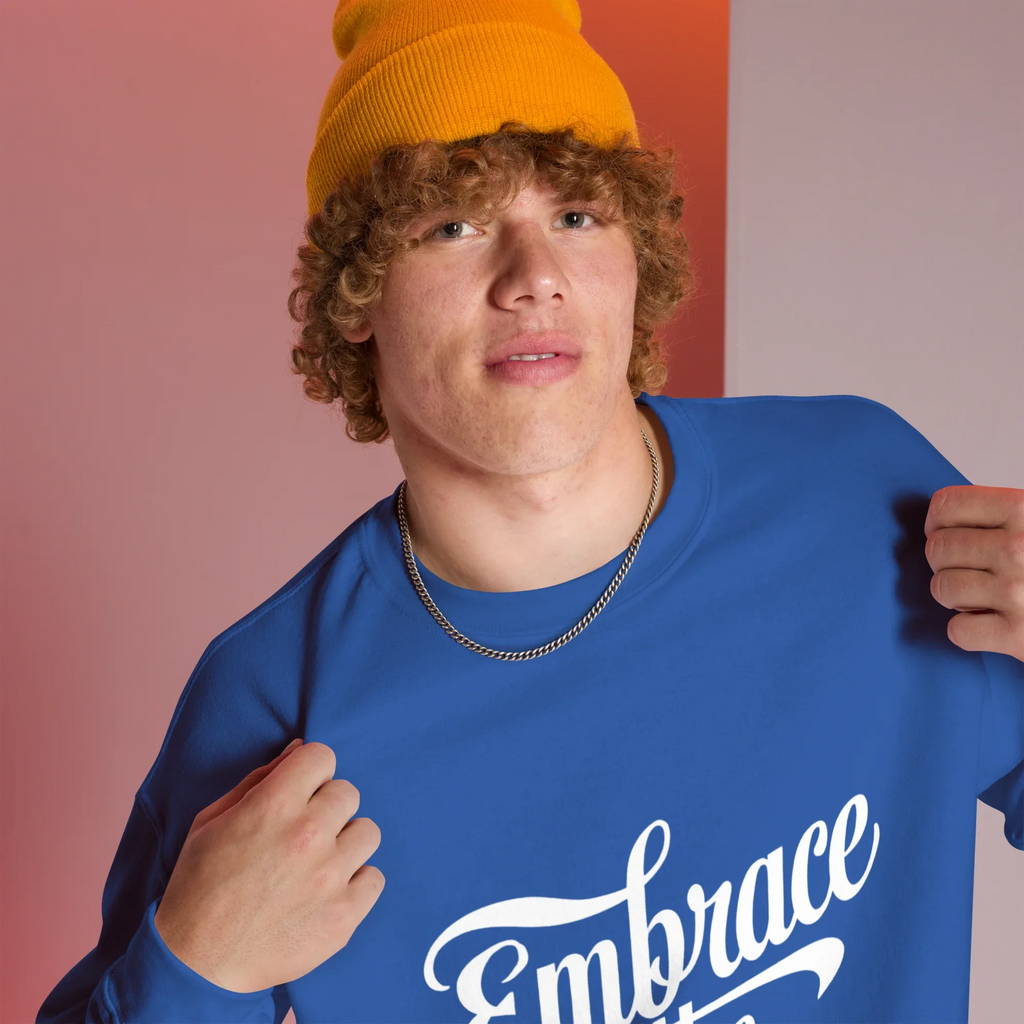 Unisex | Embrace The Journey - Sweatshirt Sweatshirt AwRans Clothing unisex-crew-neck-sweatshirt-royal-right-front-675198dab8d90