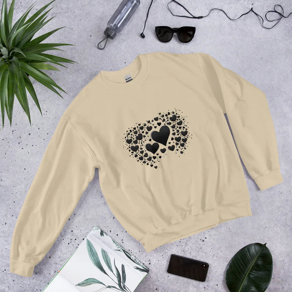 Unisex | Black And White Hearts Sweatshirt - AwRans Clothing