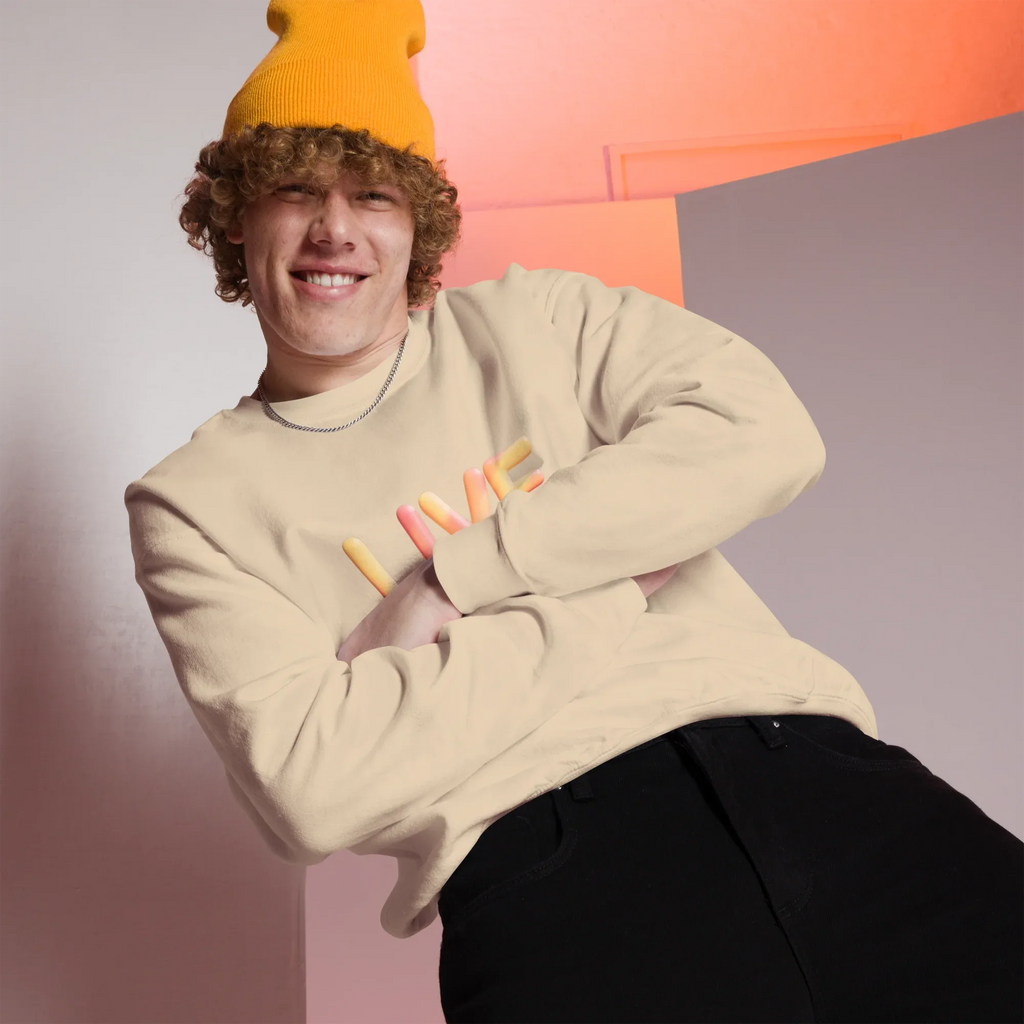 Unisex | Live In The Moment Sweatshirt Sweatshirt AwRans Clothing unisex-crew-neck-sweatshirt-sand-front-67519102caf11