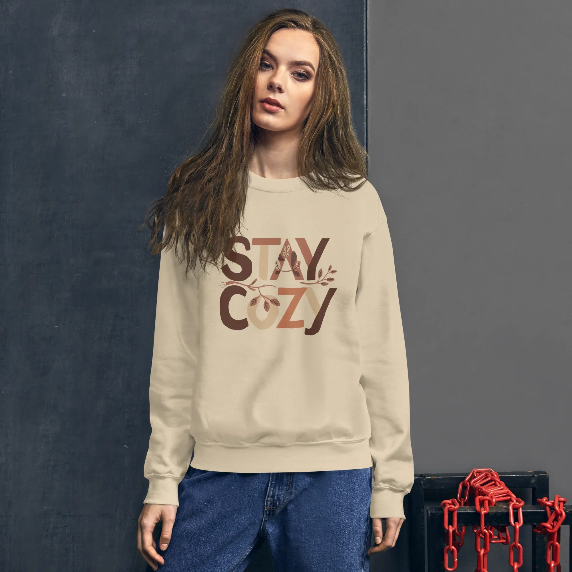 Unisex | Stay Cozy - Sweatshirt Sweatshirt AwRans Clothing unisex-crew-neck-sweatshirt-sand-front-67519419b2a5f