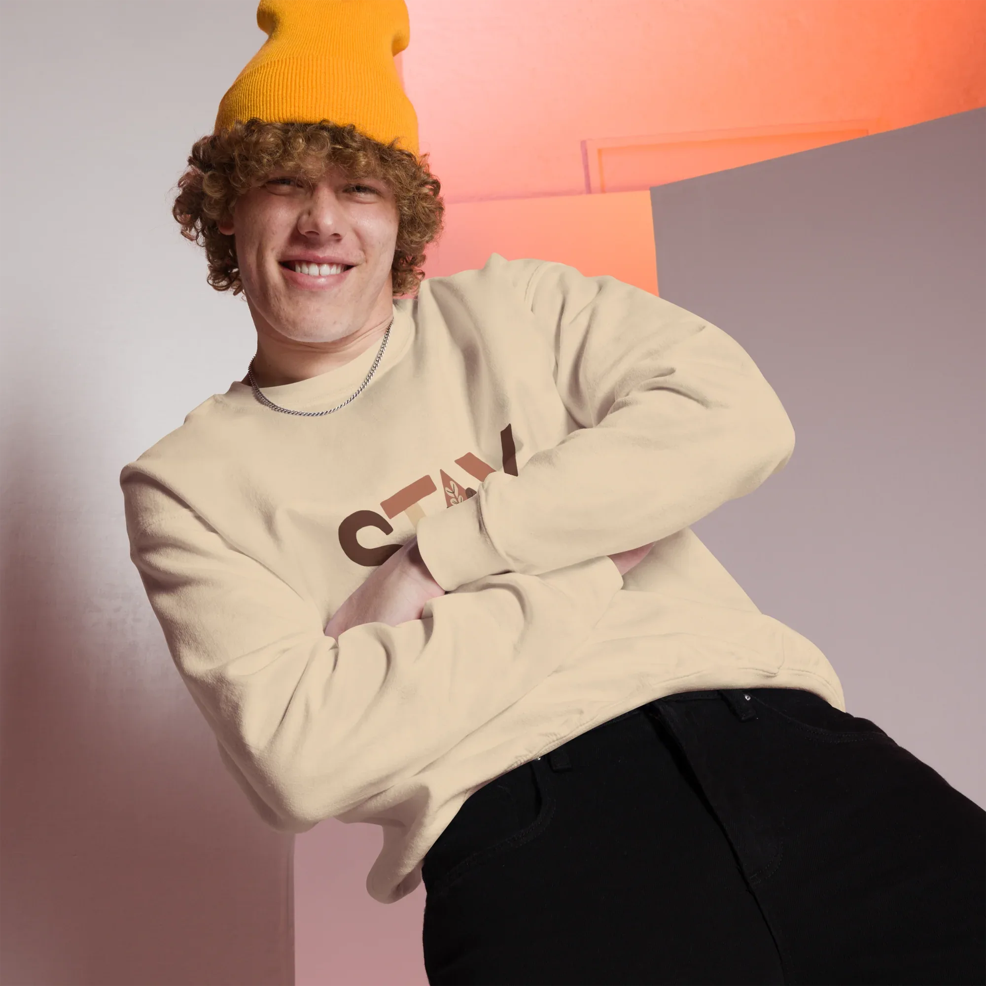 Unisex | Stay Cozy - Sweatshirt Sweatshirt AwRans Clothing unisex-crew-neck-sweatshirt-sand-front-67519419c398c