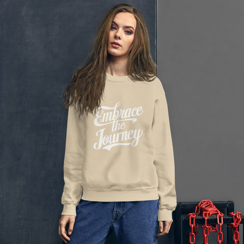 Unisex | Embrace The Journey - Sweatshirt Sweatshirt AwRans Clothing unisex-crew-neck-sweatshirt-sand-front-675198dbbc446