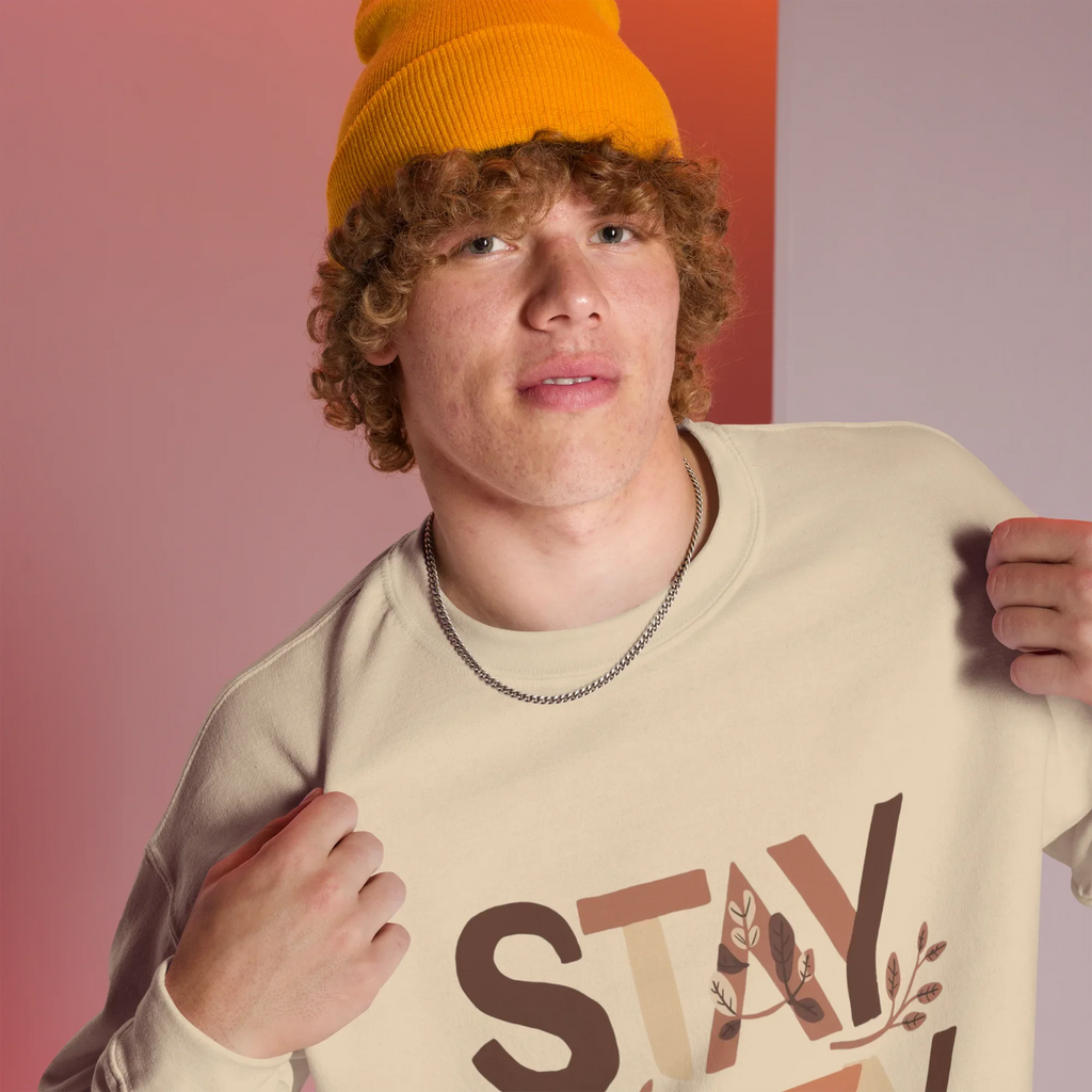 Unisex | Stay Cozy - Sweatshirt Sweatshirt AwRans Clothing unisex-crew-neck-sweatshirt-sand-right-front-67519419d5cad