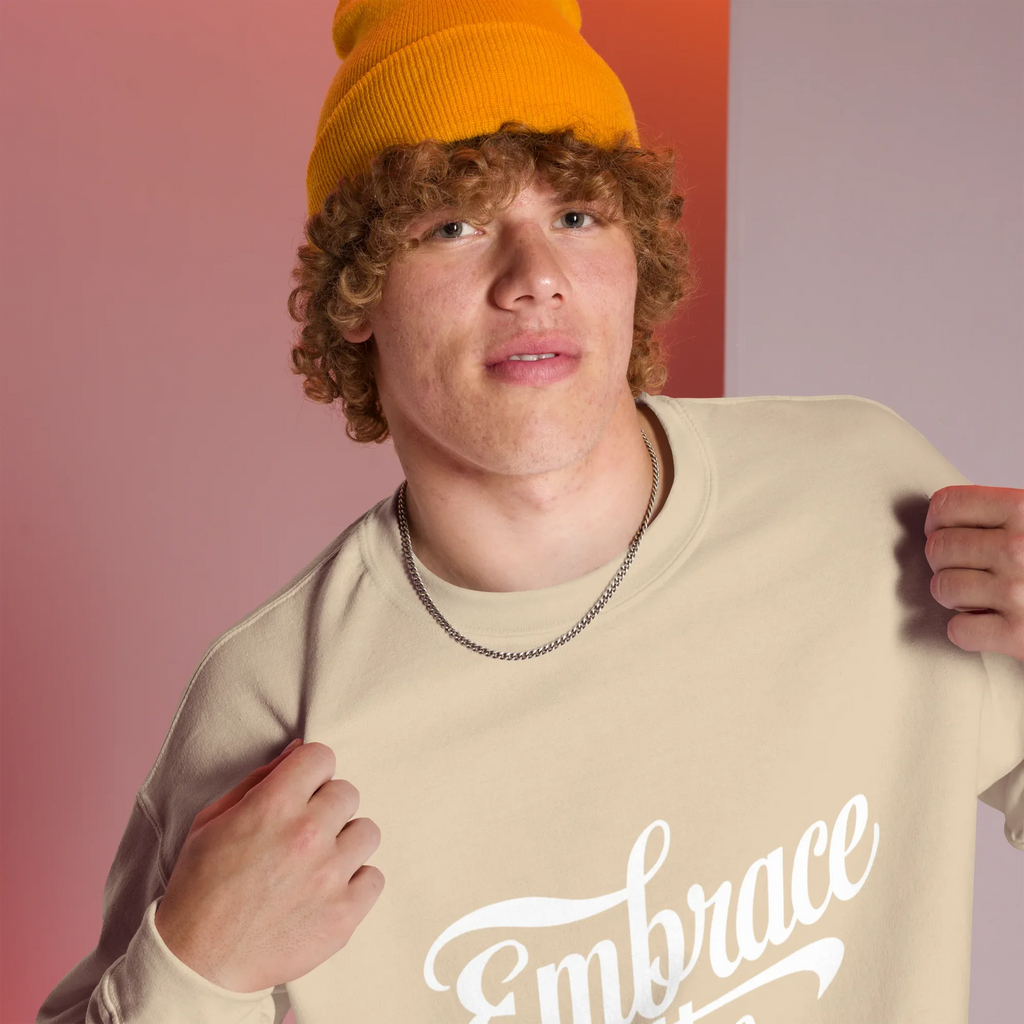 Unisex | Embrace The Journey - Sweatshirt Sweatshirt AwRans Clothing unisex-crew-neck-sweatshirt-sand-right-front-675198dbdd6e0