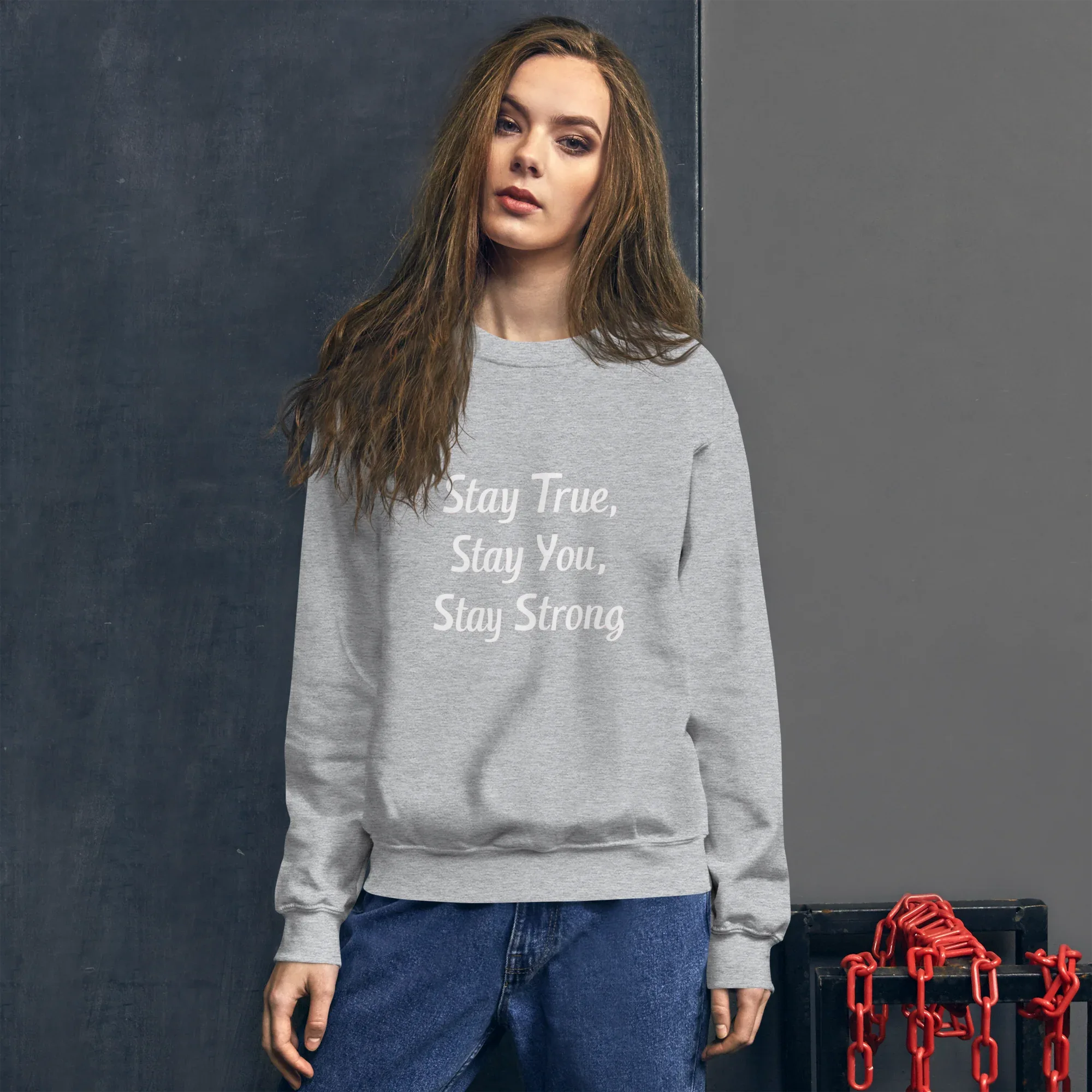Unisex | Stay True, Stay You, Stay Strong - Sweatshirt Sweatshirt AwRans Clothing unisex-crew-neck-sweatshirt-sport-grey-front-67518d856430d