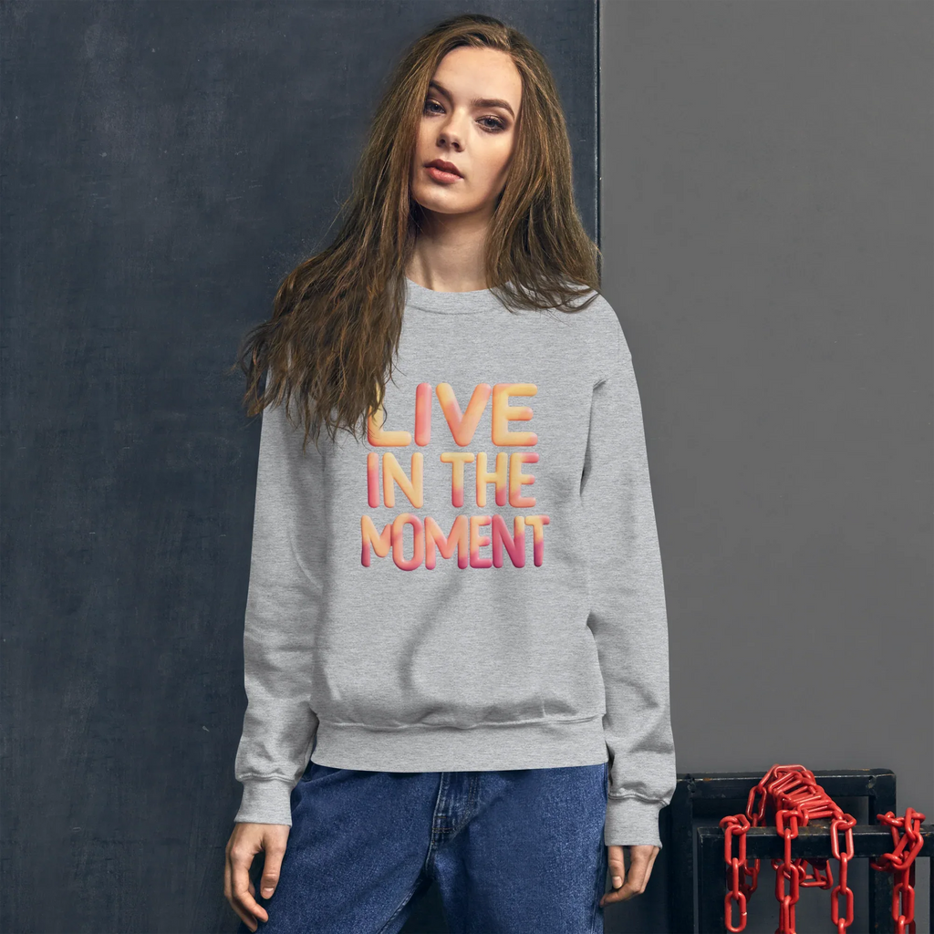 Unisex | Live In The Moment Sweatshirt Sweatshirt AwRans Clothing unisex-crew-neck-sweatshirt-sport-grey-front-675191027fb88