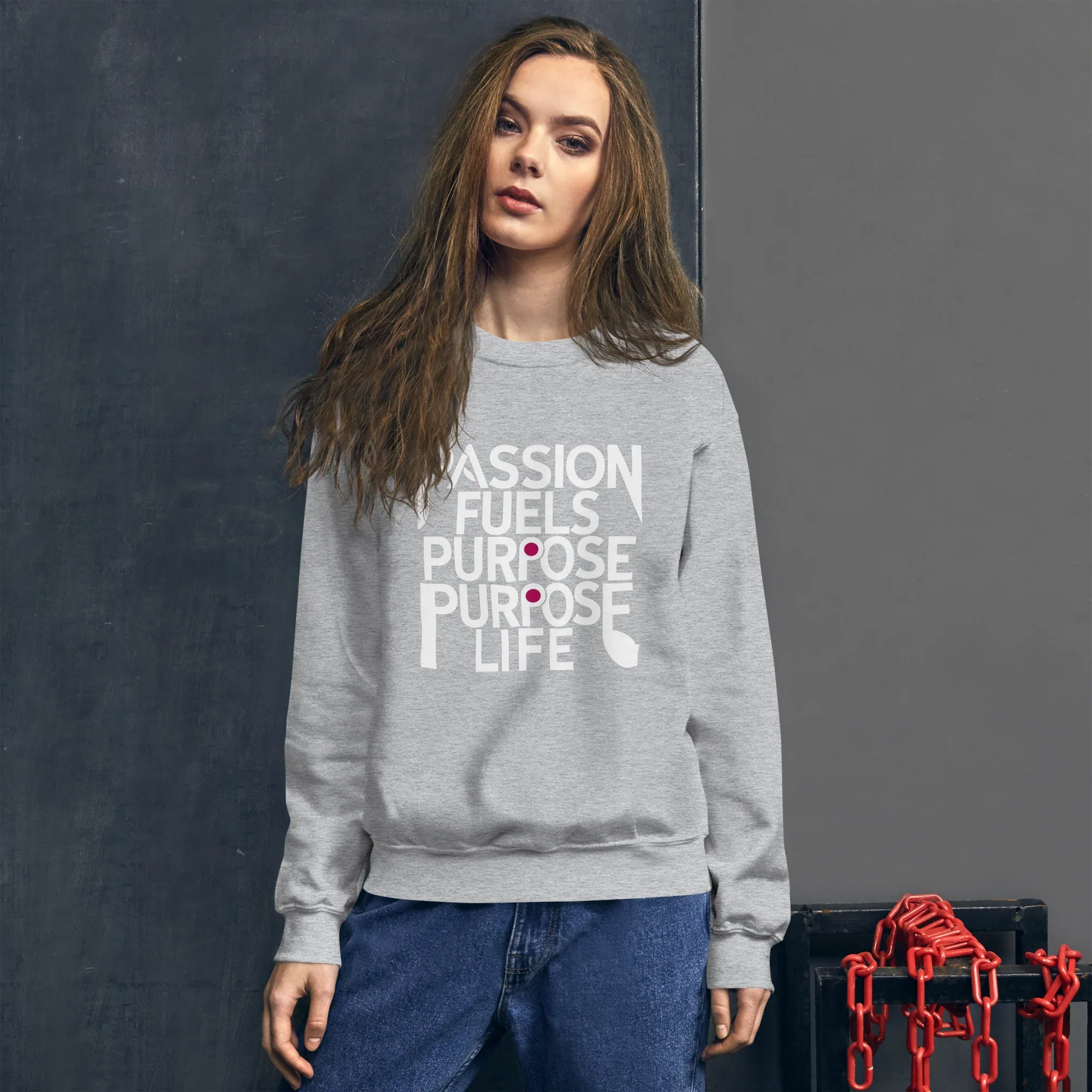 Unisex | Passion Fuels Purpose - Sweatshirt Sweatshirt AwRans Clothing unisex-crew-neck-sweatshirt-sport-grey-front-675196d50c9f4
