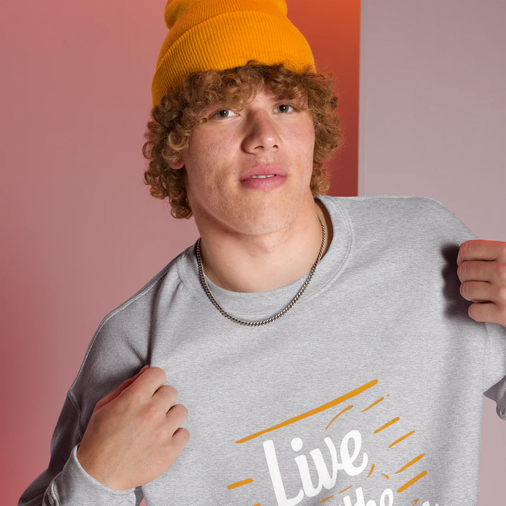Unisex | Live In The Moment Sweatshirt Sweatshirt AwRans Clothing unisex-crew-neck-sweatshirt-sport-grey-right-front-67518c585fe8e