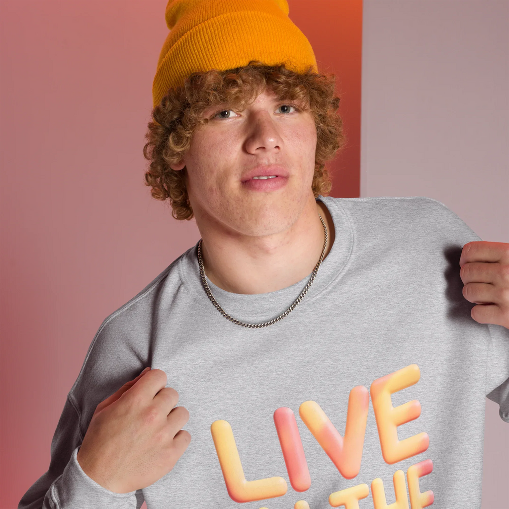Unisex | Live In The Moment Sweatshirt Sweatshirt AwRans Clothing unisex-crew-neck-sweatshirt-sport-grey-right-front-675191029d21a