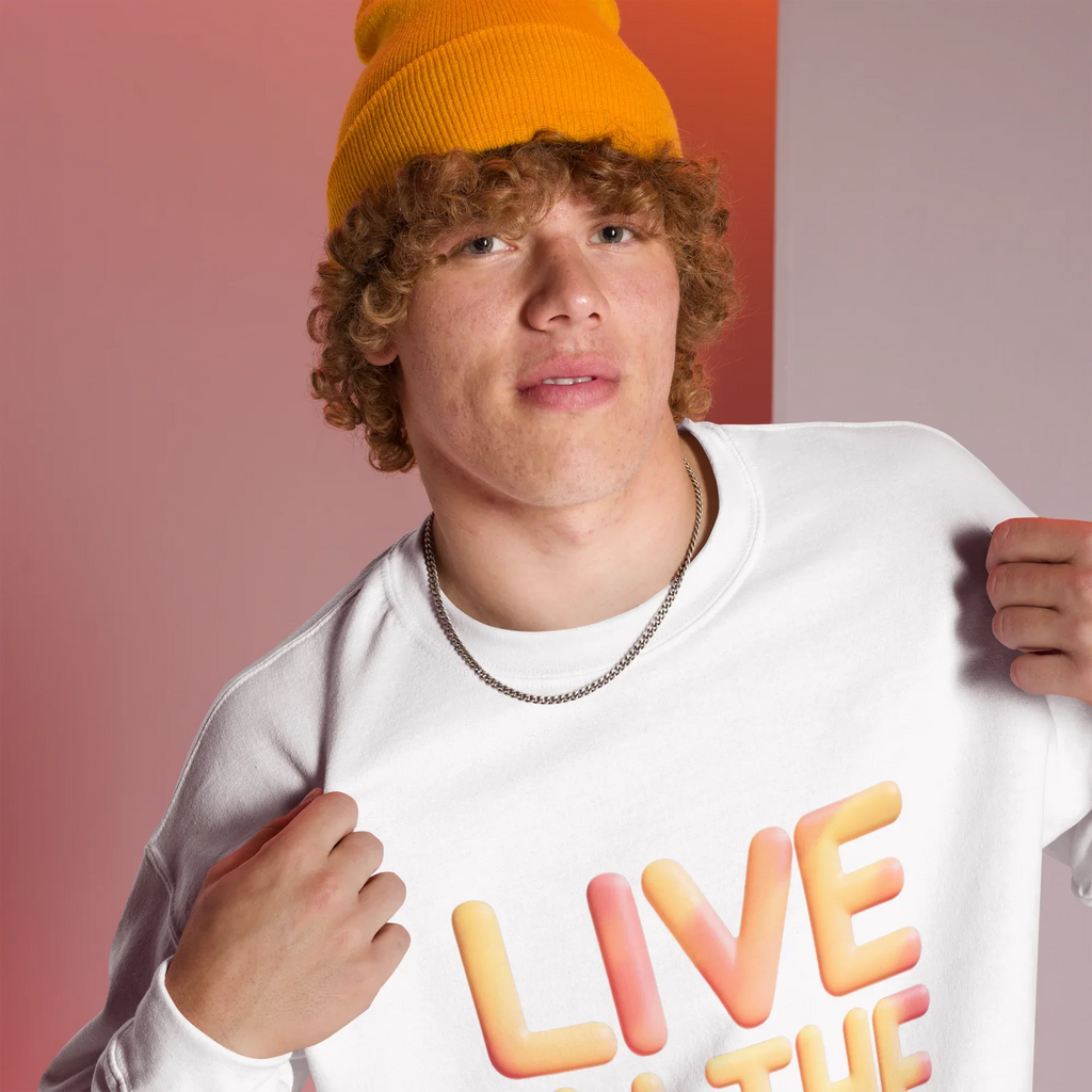 Unisex | Live In The Moment Sweatshirt Sweatshirt AwRans Clothing unisex-crew-neck-sweatshirt-white-right-front-67519103791cd