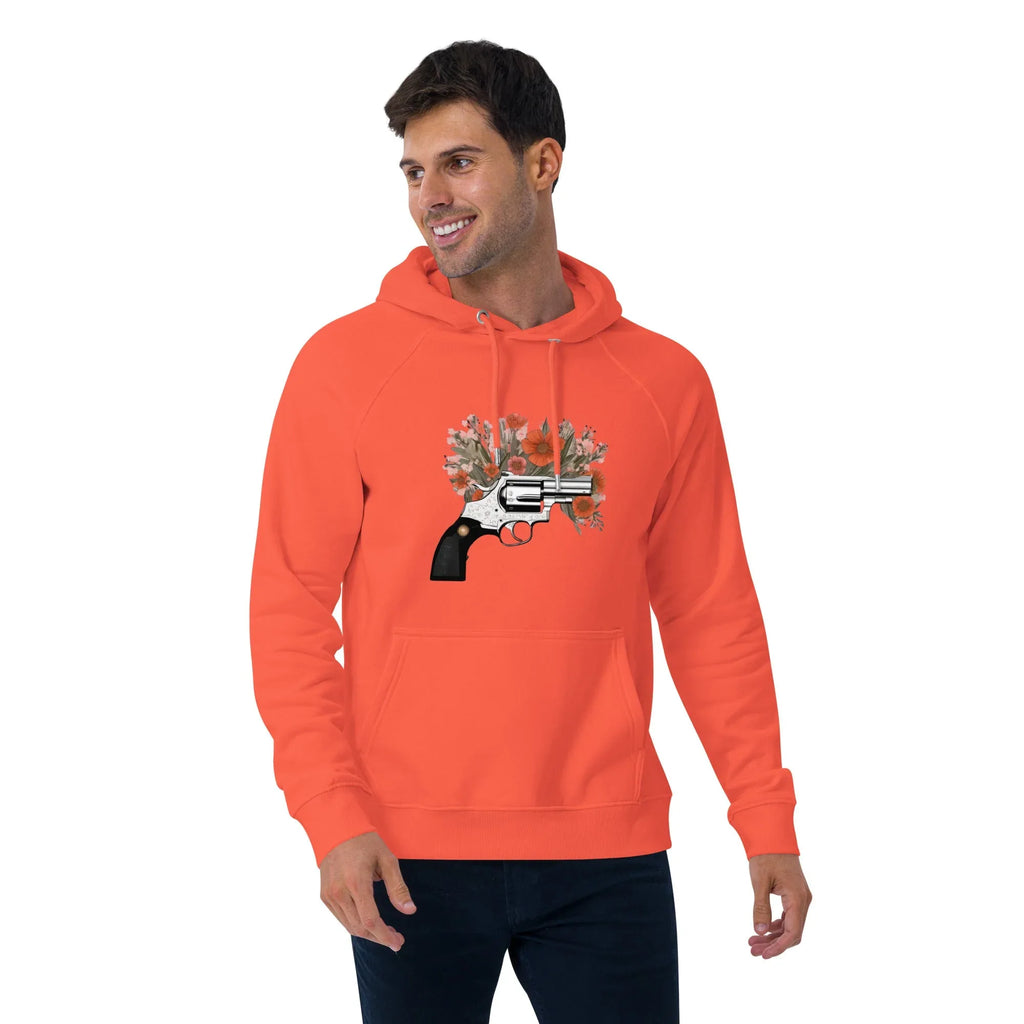 Unisex | Gun Flower Hoodie Hoodie AwRans Clothing unisex-eco-raglan-hoodie-burnt-orange-front-2-65db7562a6776