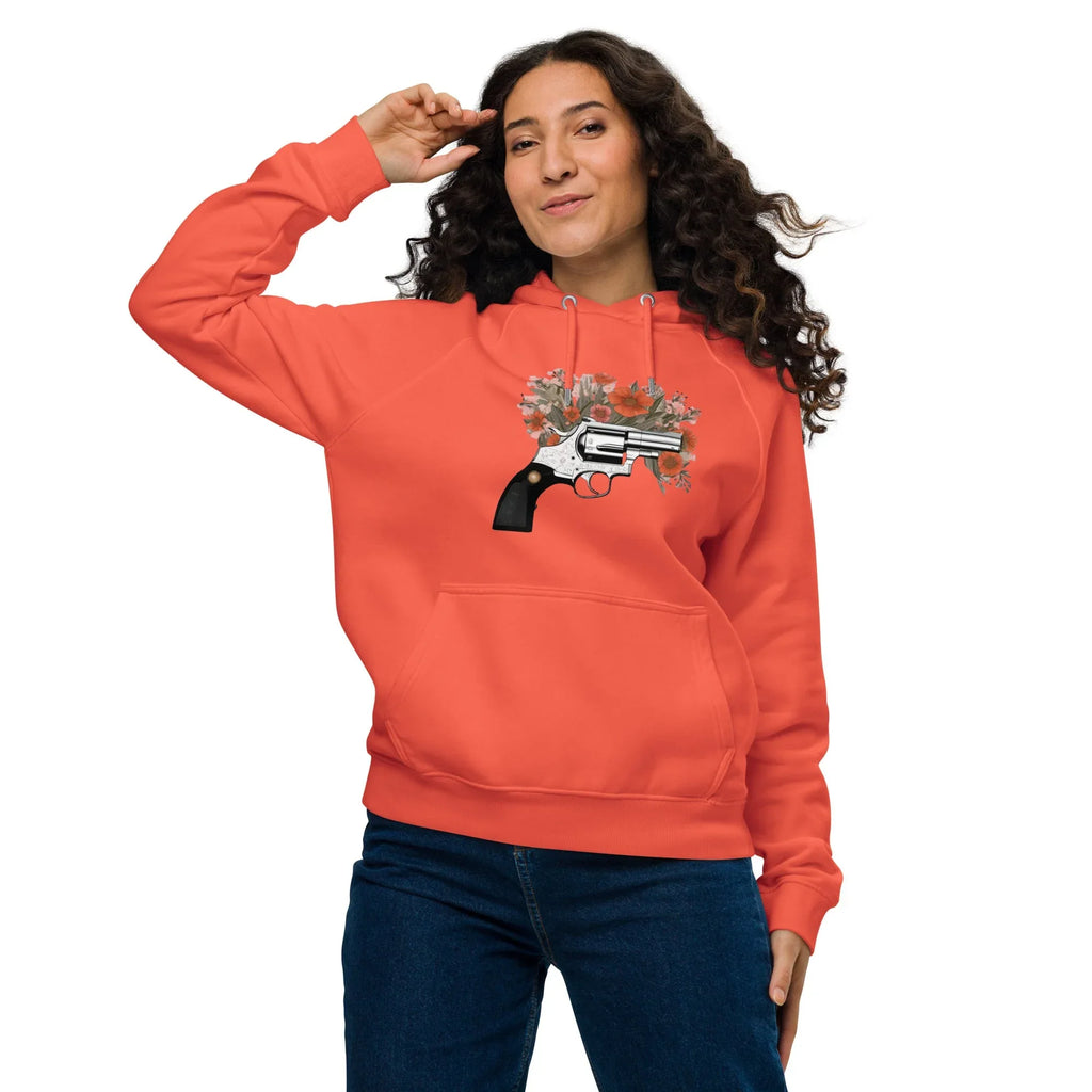 Unisex | Gun Flower Hoodie Hoodie AwRans Clothing unisex-eco-raglan-hoodie-burnt-orange-front-65db75629690c