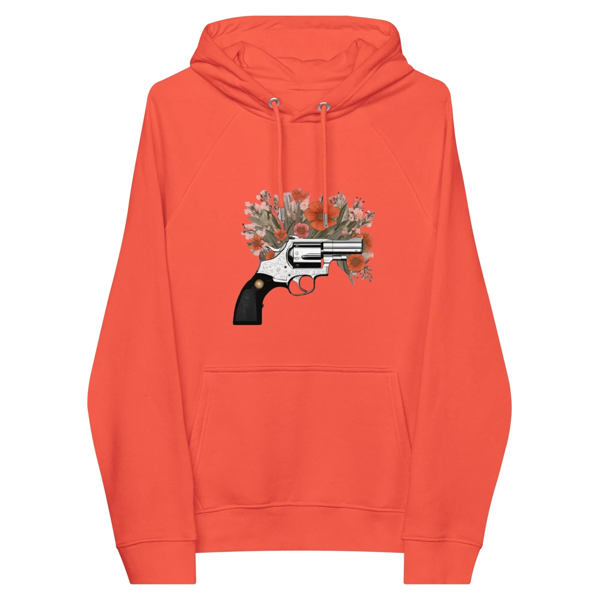 Unisex | Gun Flower Hoodie Hoodie AwRans Clothing unisex-eco-raglan-hoodie-burnt-orange-front-65db75629e2c7