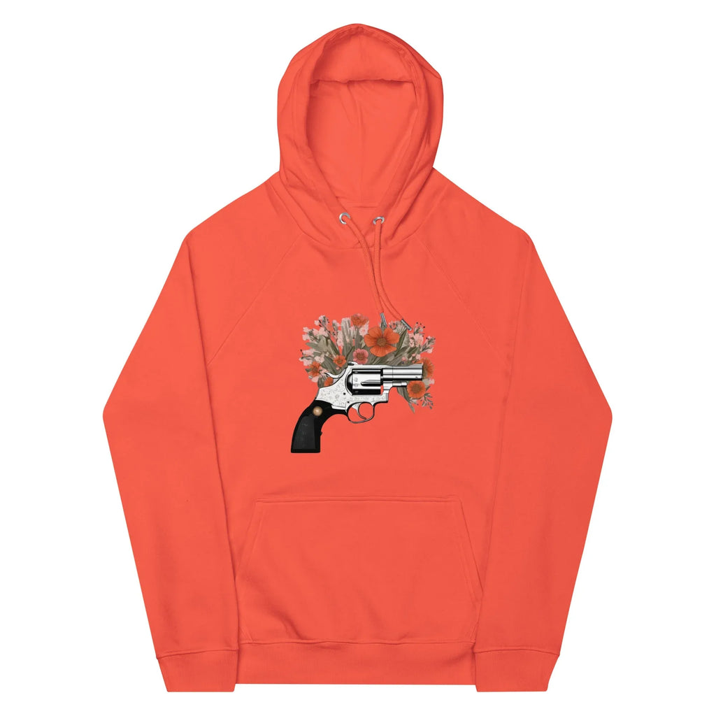 Unisex | Gun Flower Hoodie Hoodie AwRans Clothing unisex-eco-raglan-hoodie-burnt-orange-front-65db75629ecaa
