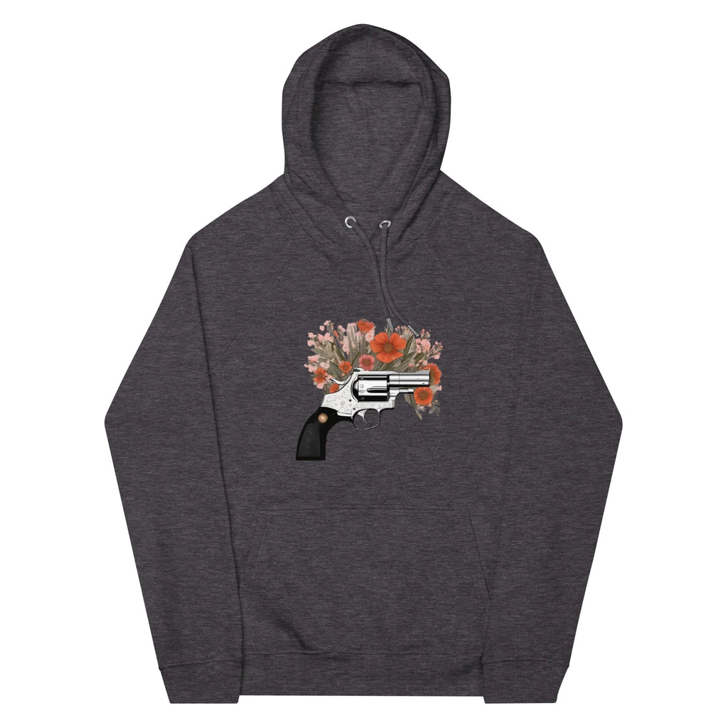 Unisex | Gun Flower Hoodie Hoodie AwRans Clothing unisex-eco-raglan-hoodie-charcoal-melange-front-65db7562941d6