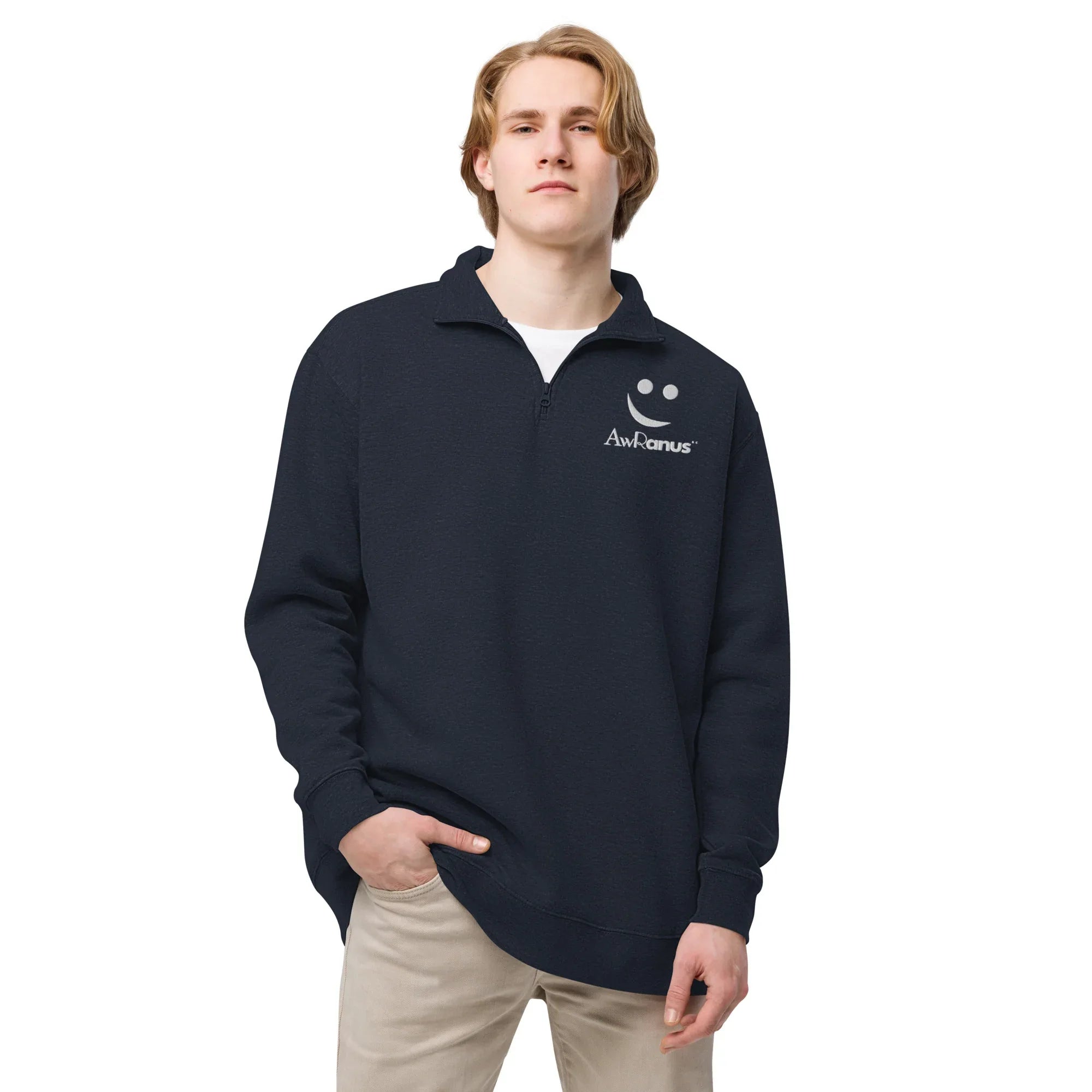 Unisex Fleece Pullover | AwRans pullover AwRans Clothing unisex-fleece-pullover-navy-front-678f54937f86f