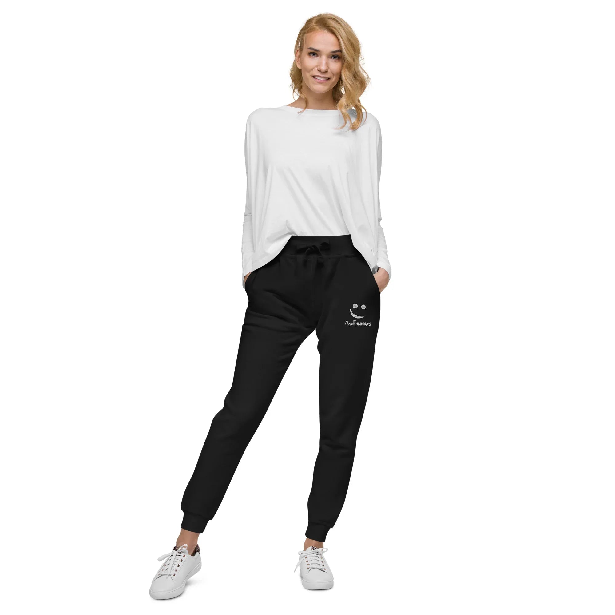 AwRans | Premium Unisex Fleece Sweatpants fleece sweatpants AwRans Clothing unisex-fleece-sweatpants-black-front-688d5141946da
