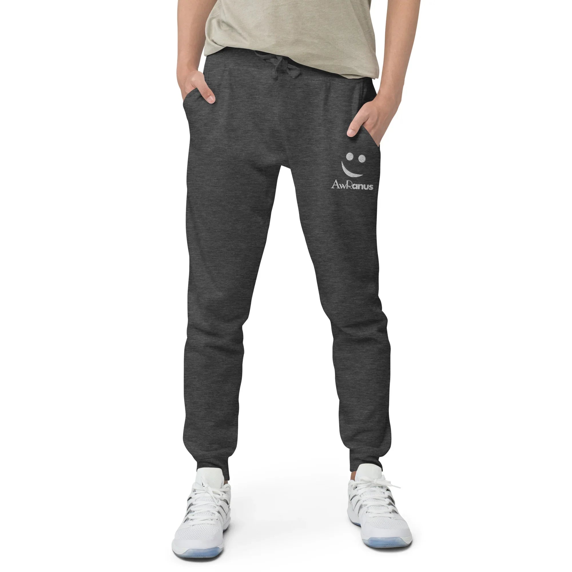 AwRans | Premium Unisex Fleece Sweatpants fleece sweatpants AwRans Clothing unisex-fleece-sweatpants-charcoal-heather-front-688d5141930b2
