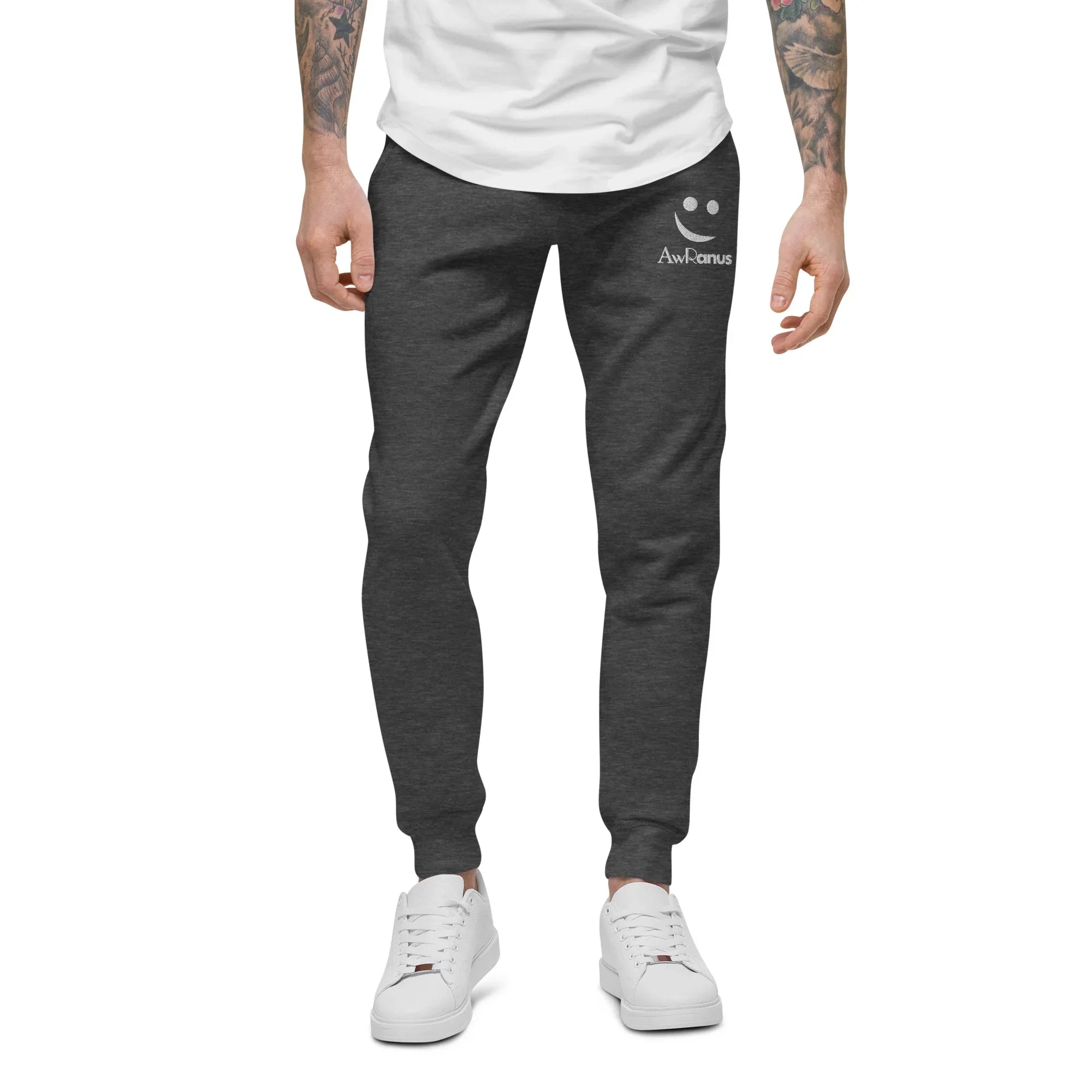 AwRans | Premium Unisex Fleece Sweatpants fleece sweatpants AwRans Clothing unisex-fleece-sweatpants-charcoal-heather-front-688d5141936d1