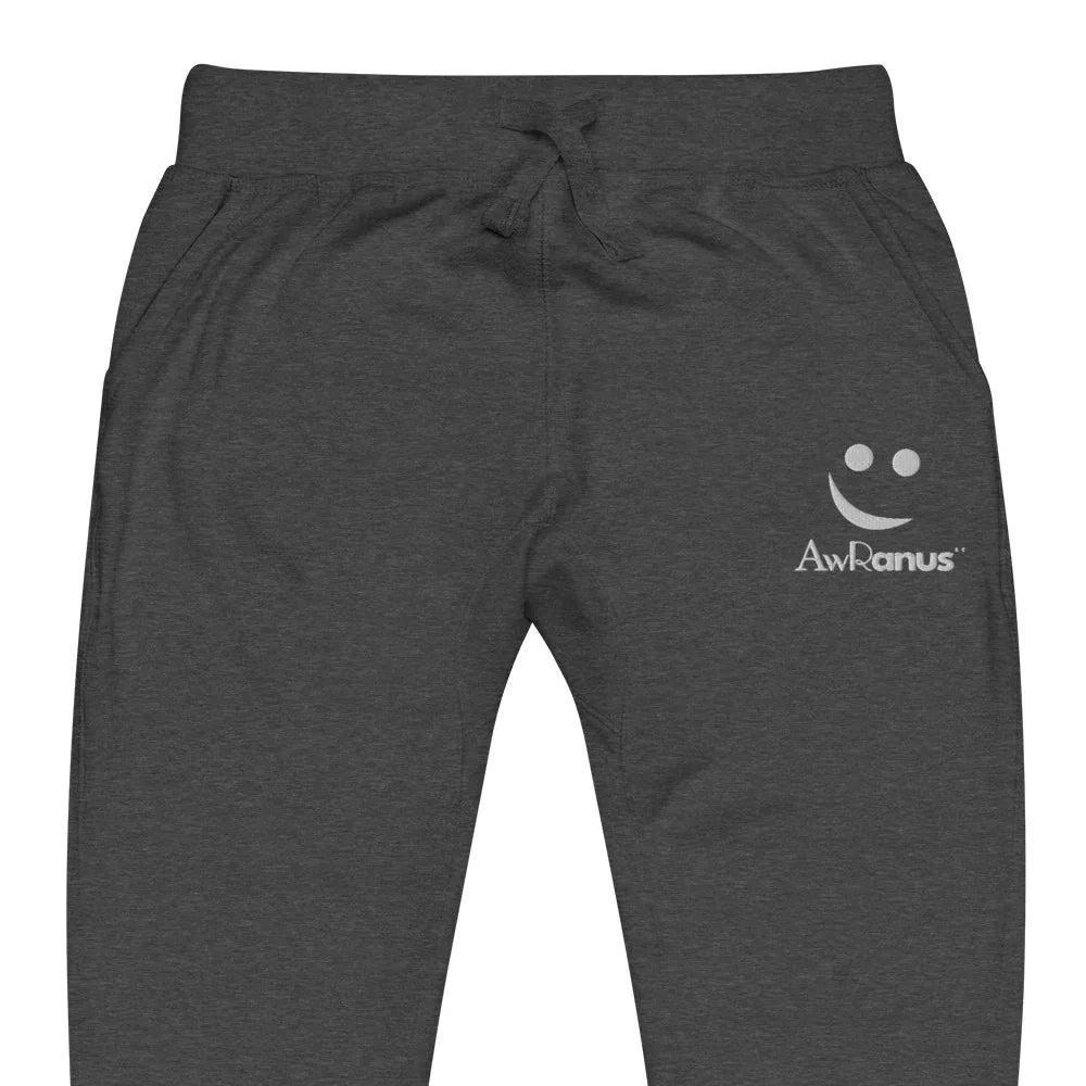 Unisex Fleece Sweatpants | AwRans sweatpants AwRans Clothing unisex-fleece-sweatpants-charcoal-heather-zoomed-in-678f66970625a