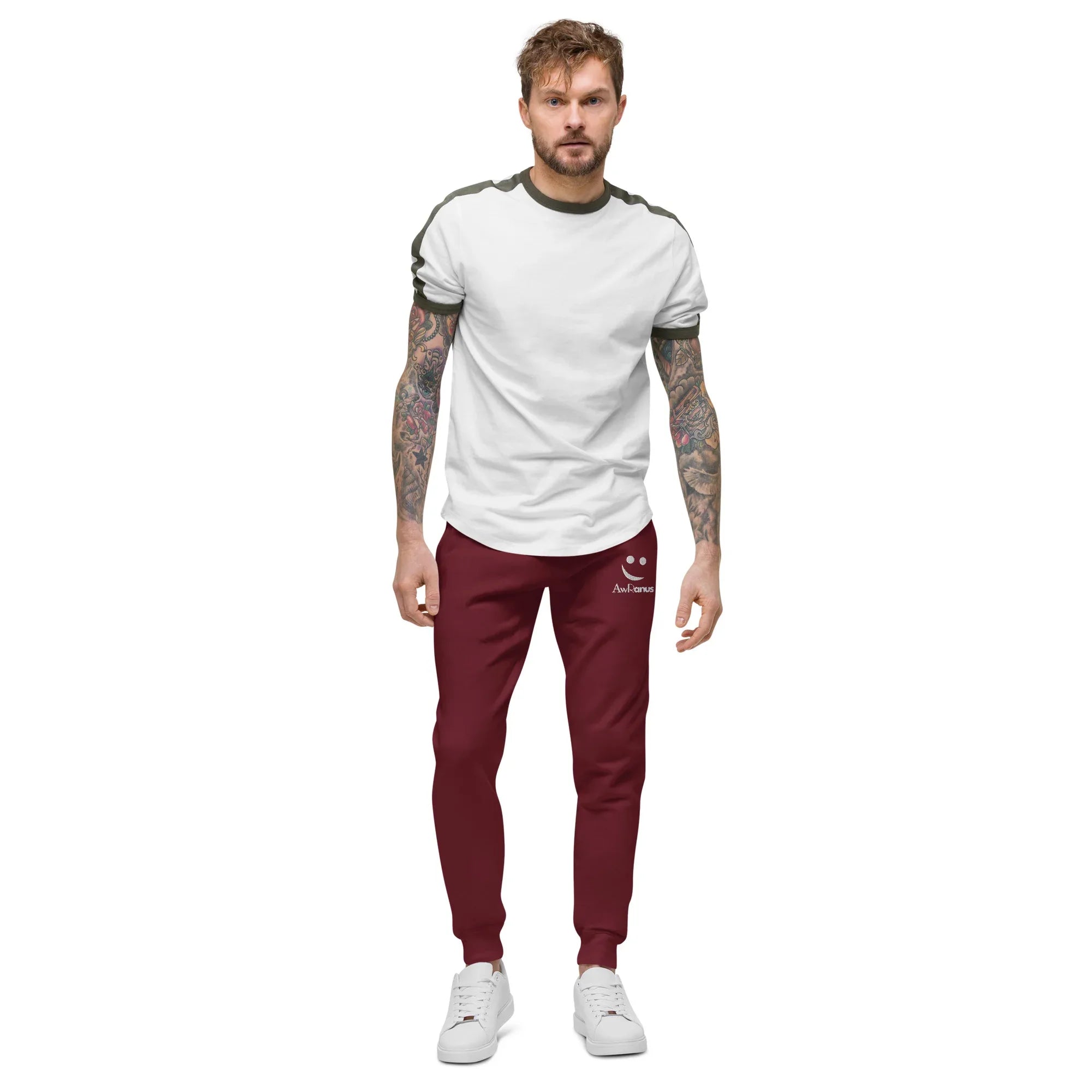 AwRans | Premium Unisex Fleece Sweatpants fleece sweatpants AwRans Clothing unisex-fleece-sweatpants-maroon-front-688d514193901