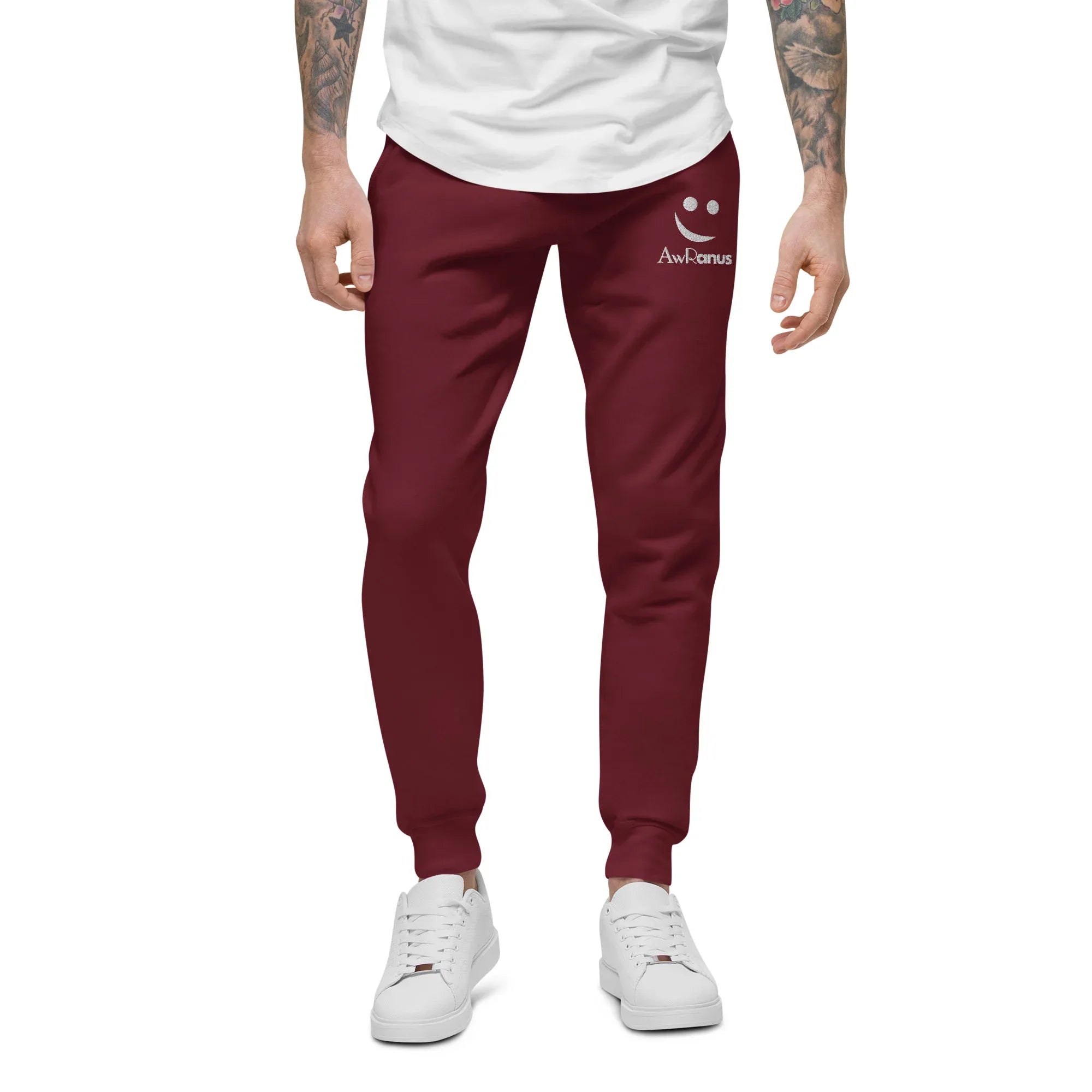 AwRans | Premium Unisex Fleece Sweatpants fleece sweatpants AwRans Clothing unisex-fleece-sweatpants-maroon-front-688d514193b37