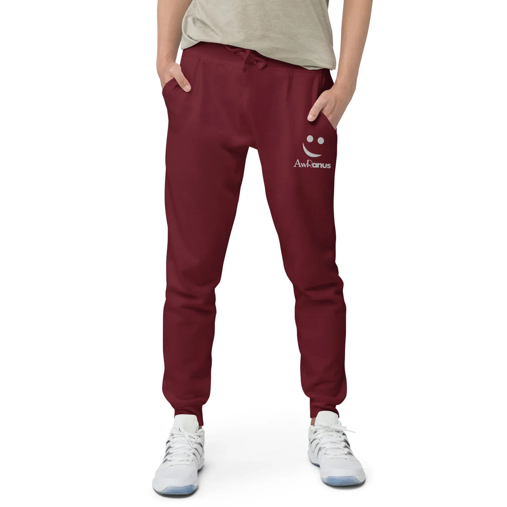 AwRans | Premium Unisex Fleece Sweatpants fleece sweatpants AwRans Clothing unisex-fleece-sweatpants-maroon-front-688d514193ba6