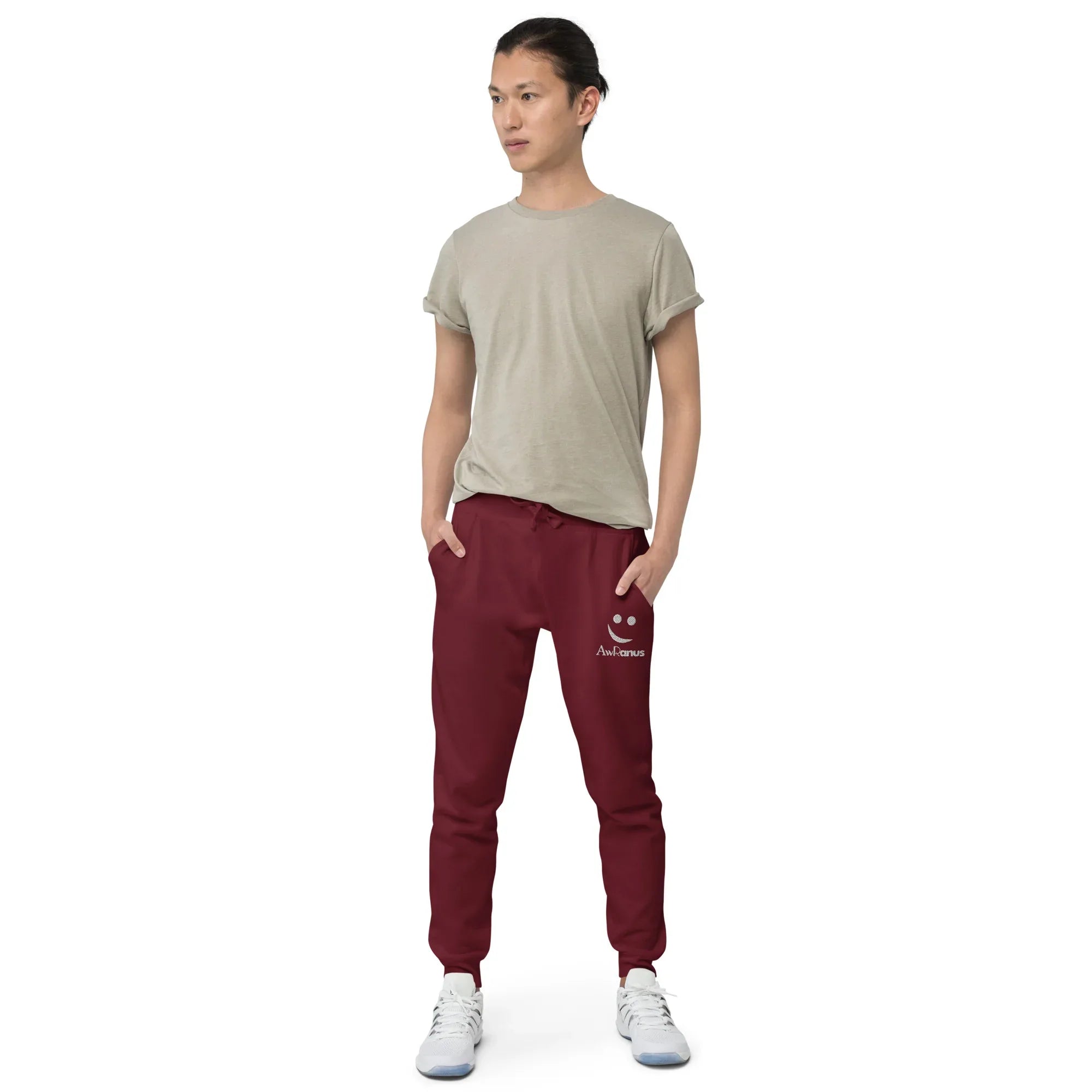 AwRans | Premium Unisex Fleece Sweatpants fleece sweatpants AwRans Clothing unisex-fleece-sweatpants-maroon-front-688d514193c77