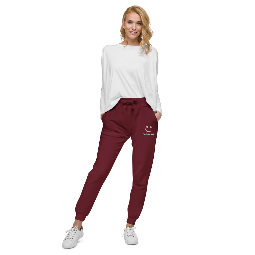 AwRans | Premium Unisex Fleece Sweatpants fleece sweatpants AwRans Clothing unisex-fleece-sweatpants-maroon-front-688d514193e20