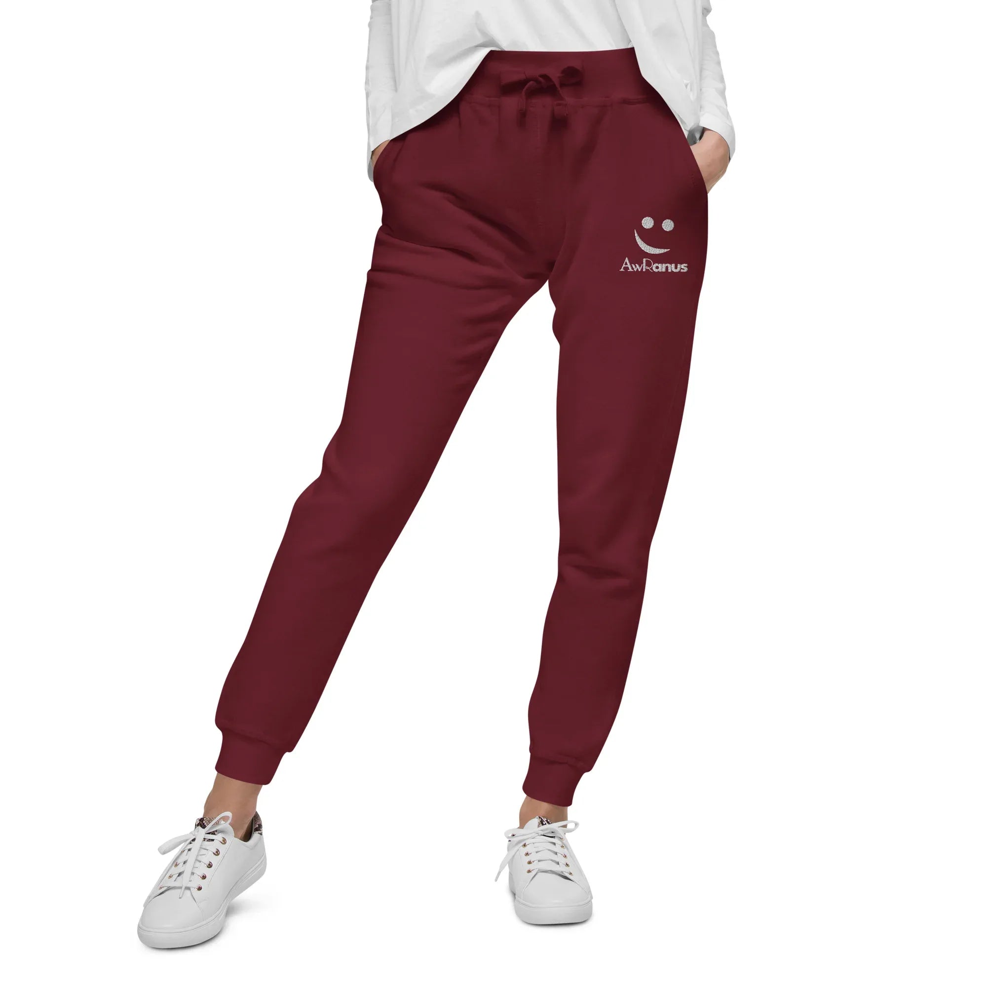 AwRans | Premium Unisex Fleece Sweatpants fleece sweatpants AwRans Clothing unisex-fleece-sweatpants-maroon-front-688d514193f07
