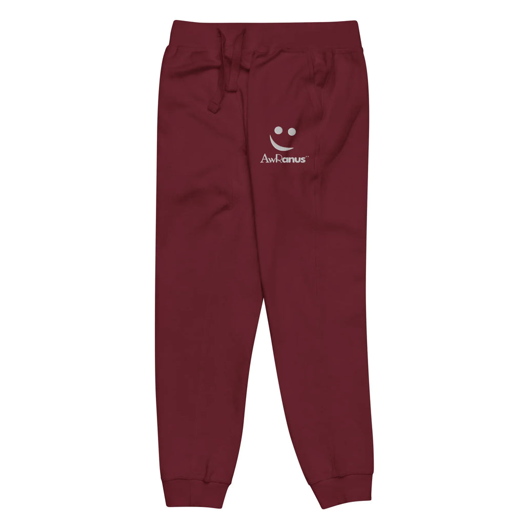 Unisex Fleece Sweatpants | AwRans sweatpants AwRans Clothing unisex-fleece-sweatpants-maroon-front-left-678f6697060f6