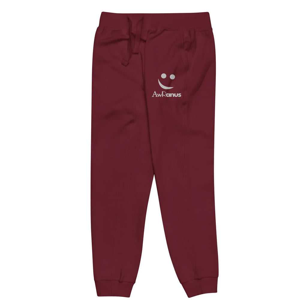 AwRans | Premium Unisex Fleece Sweatpants fleece sweatpants AwRans Clothing unisex-fleece-sweatpants-maroon-front-left-688d514194d36