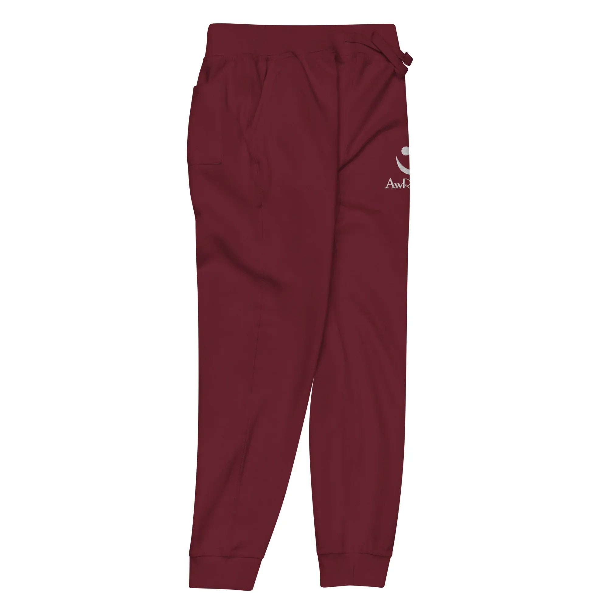 Unisex Fleece Sweatpants | AwRans sweatpants AwRans Clothing unisex-fleece-sweatpants-maroon-front-right-678f669706169