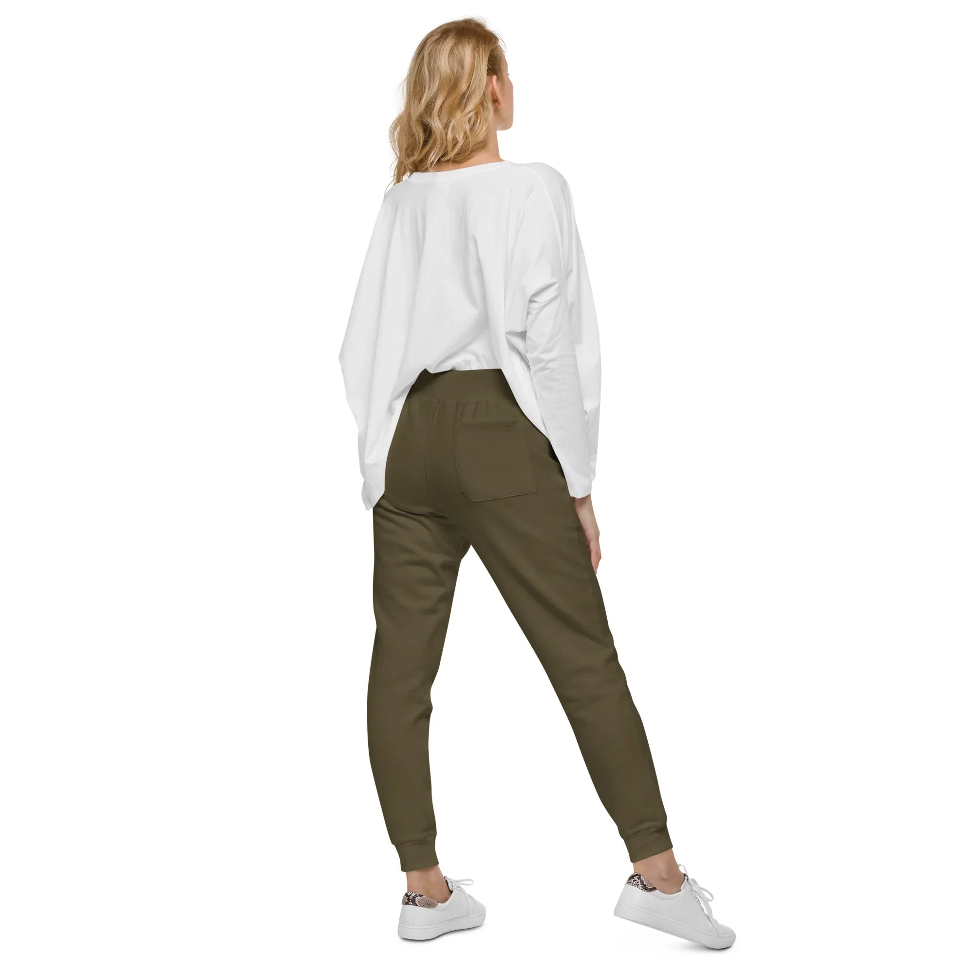 AwRans | Premium Unisex Fleece Sweatpants fleece sweatpants AwRans Clothing unisex-fleece-sweatpants-military-green-back-688d5141934b3
