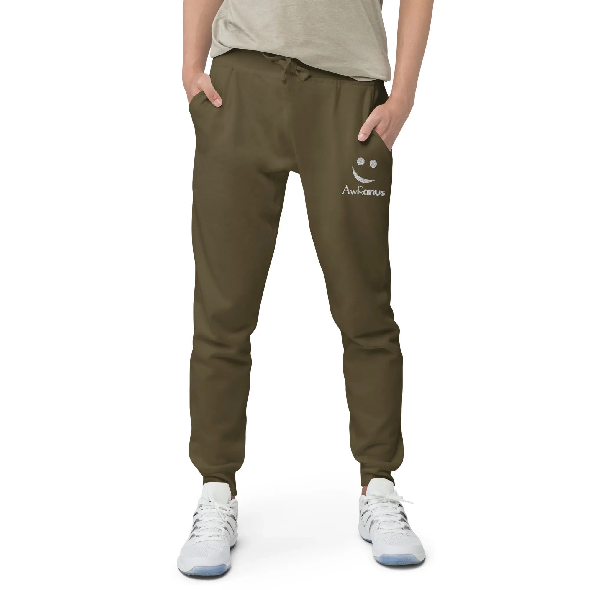 AwRans | Premium Unisex Fleece Sweatpants fleece sweatpants AwRans Clothing unisex-fleece-sweatpants-military-green-front-688d514192fdb